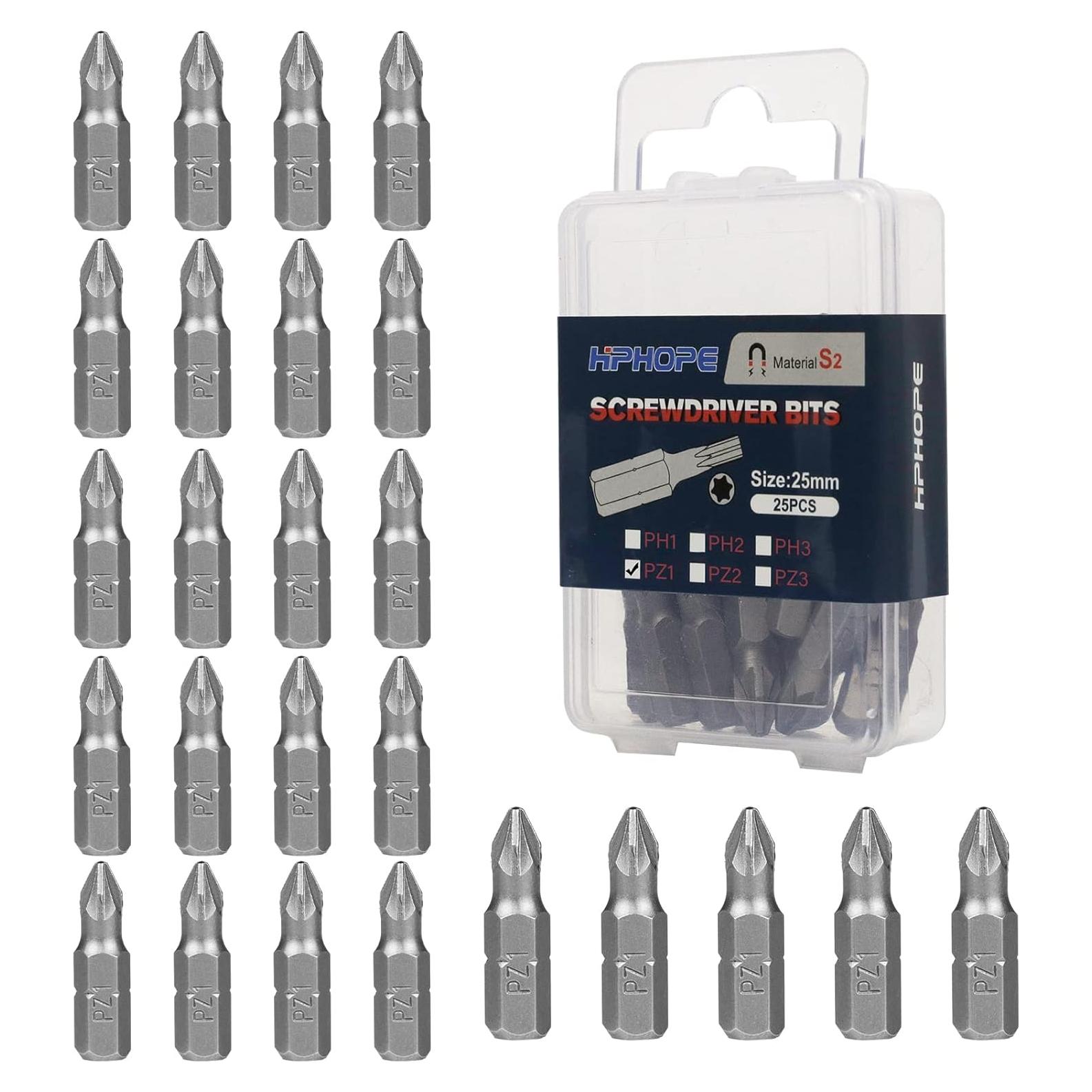Juego de Puntas de Destornillador PZ1 HPHOPE 25 Piezas 25mm