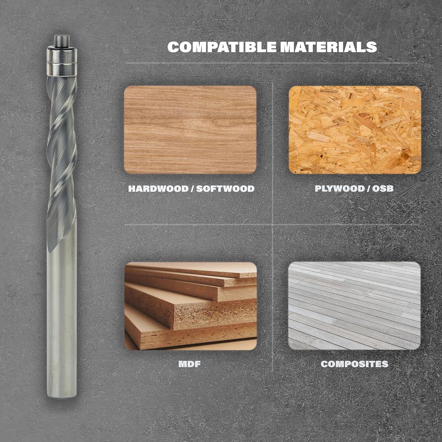 Fresa de Enrasado Espiral Greycore 1/2" x 7.62 cm Carburo