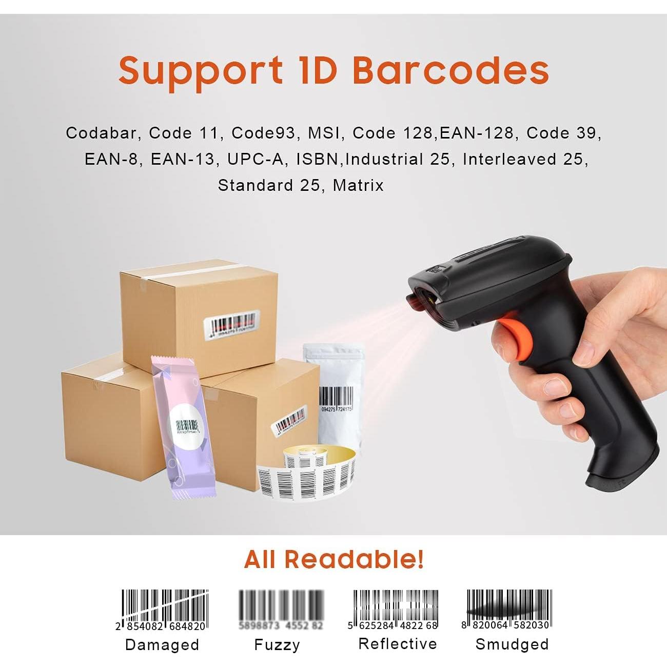 Escáner de Código de Barras Inalámbrico Tera 1D Negro