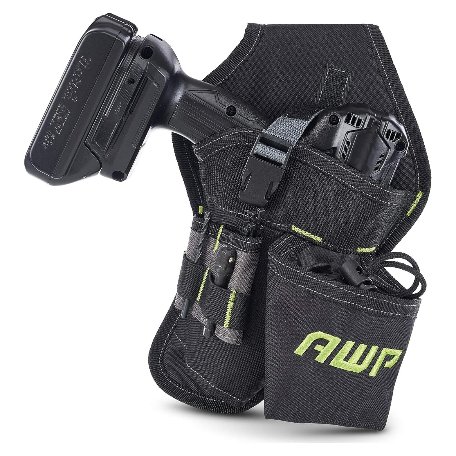 Bolsa de herramientas AWP 7 bolsillos negra y verde