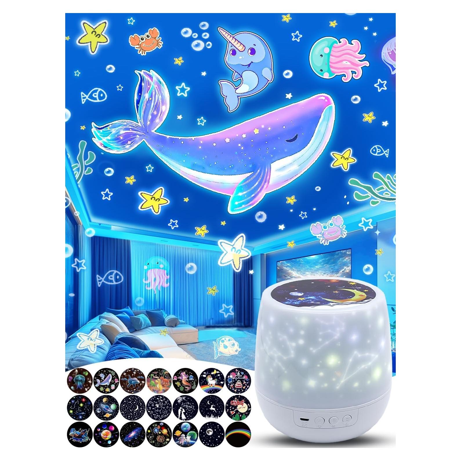 Proyector de Estrellas YOUKELA con 21 Películas y Luz Nocturna