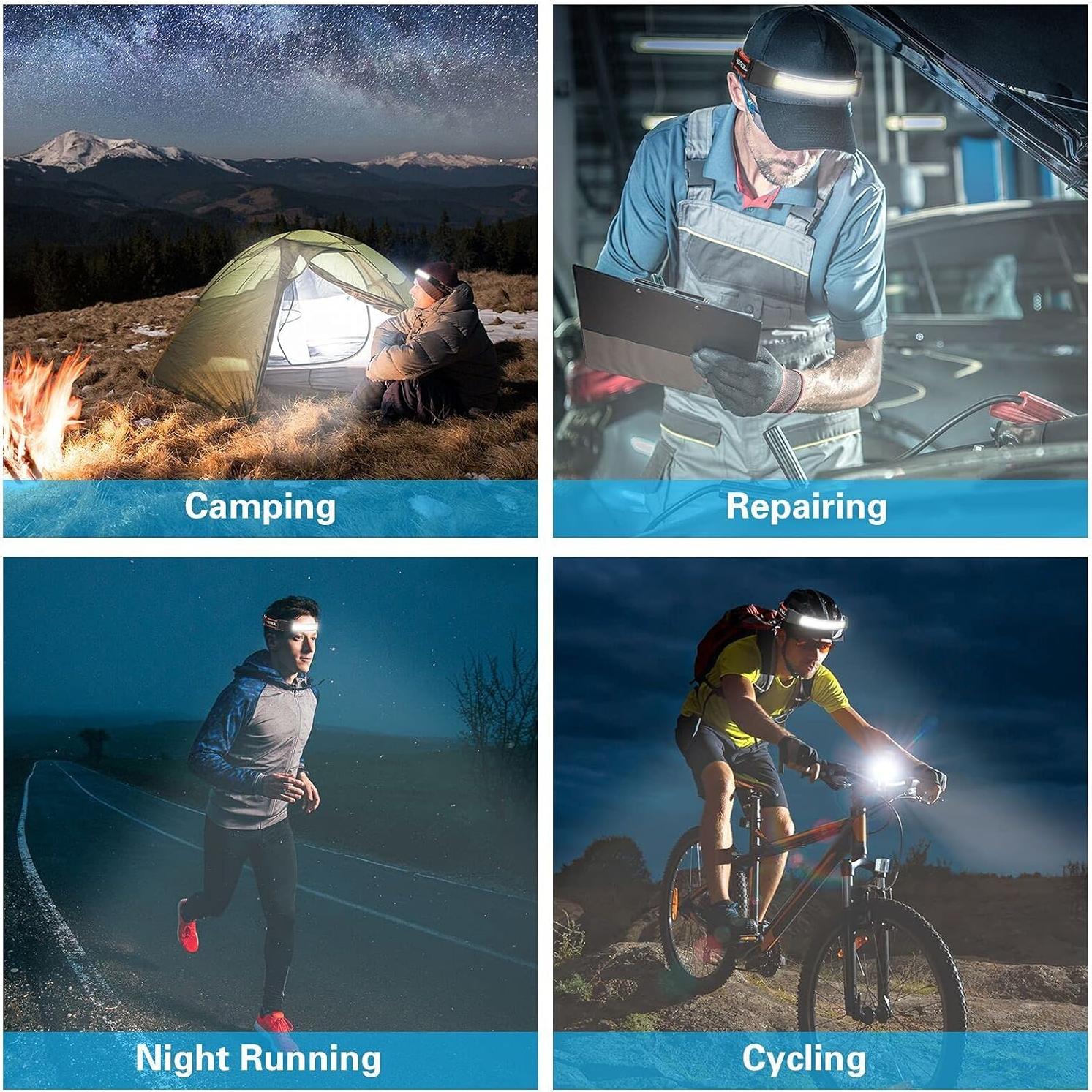 Linterna Frontal LED COSOOS Recargable 500 Lúmenes Ajustable