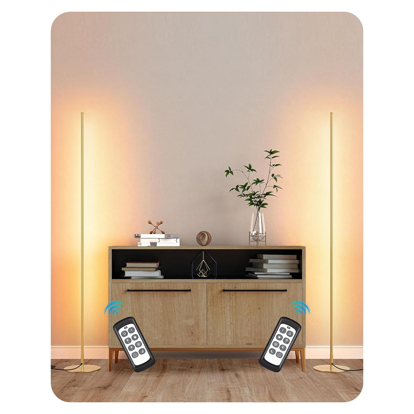 Lámpara de Pie LED Edishine, Juego de 2, 146 cm, Dorado