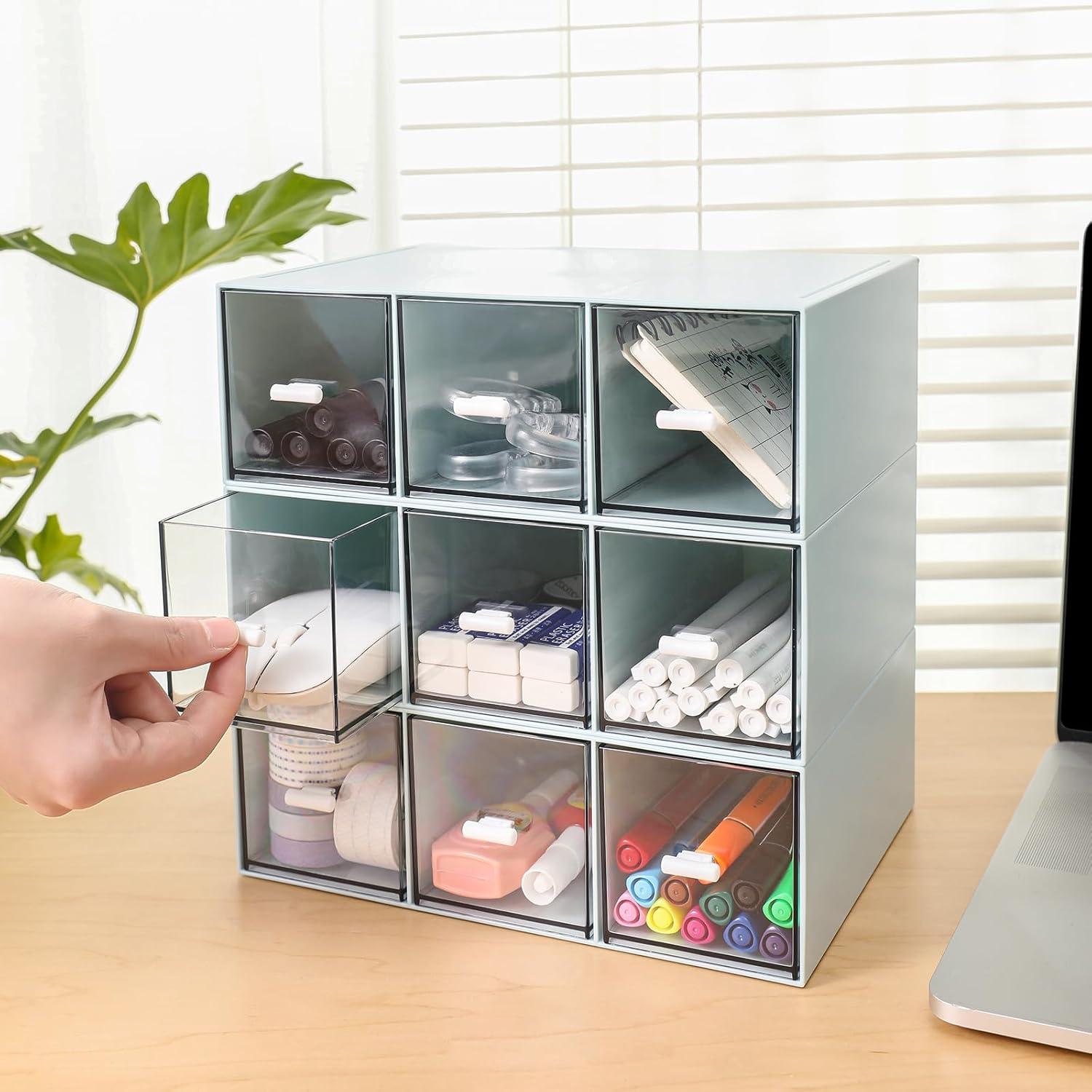 Organizador de Plástico 3 Cajones MILULUGO - Azul para Cosméticos