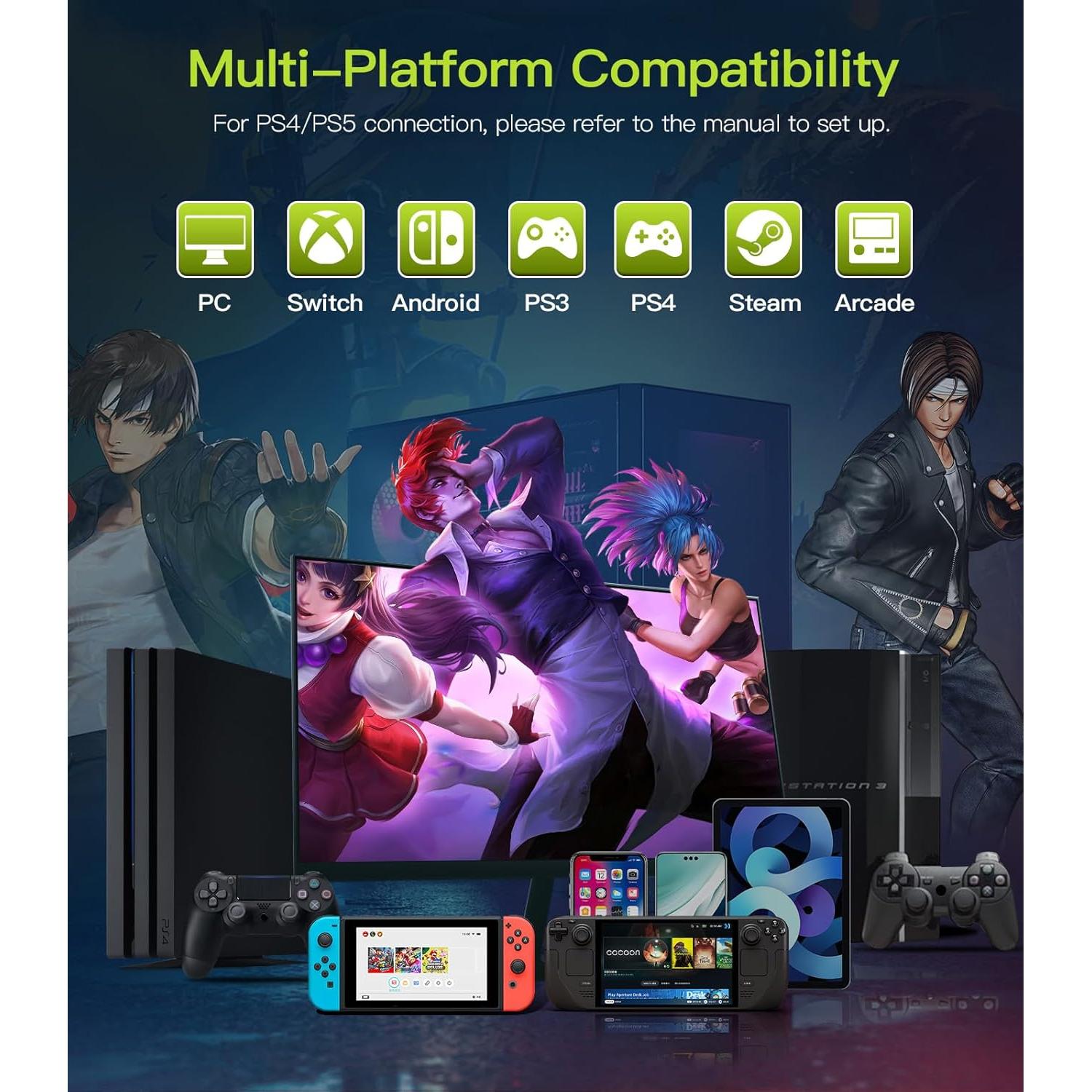 Controlador Arcade TiMOVO A16 Turbo RGB 16 Botones para PC/Switch/PS4