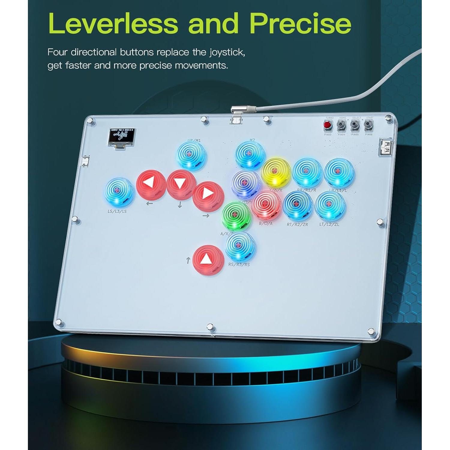 Controlador Arcade TiMOVO A16 Turbo RGB 16 Botones para PC/Switch/PS4