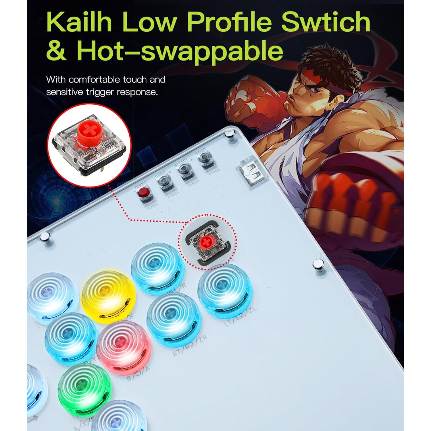 Controlador Arcade TiMOVO A16 Turbo RGB 16 Botones para PC/Switch/PS4