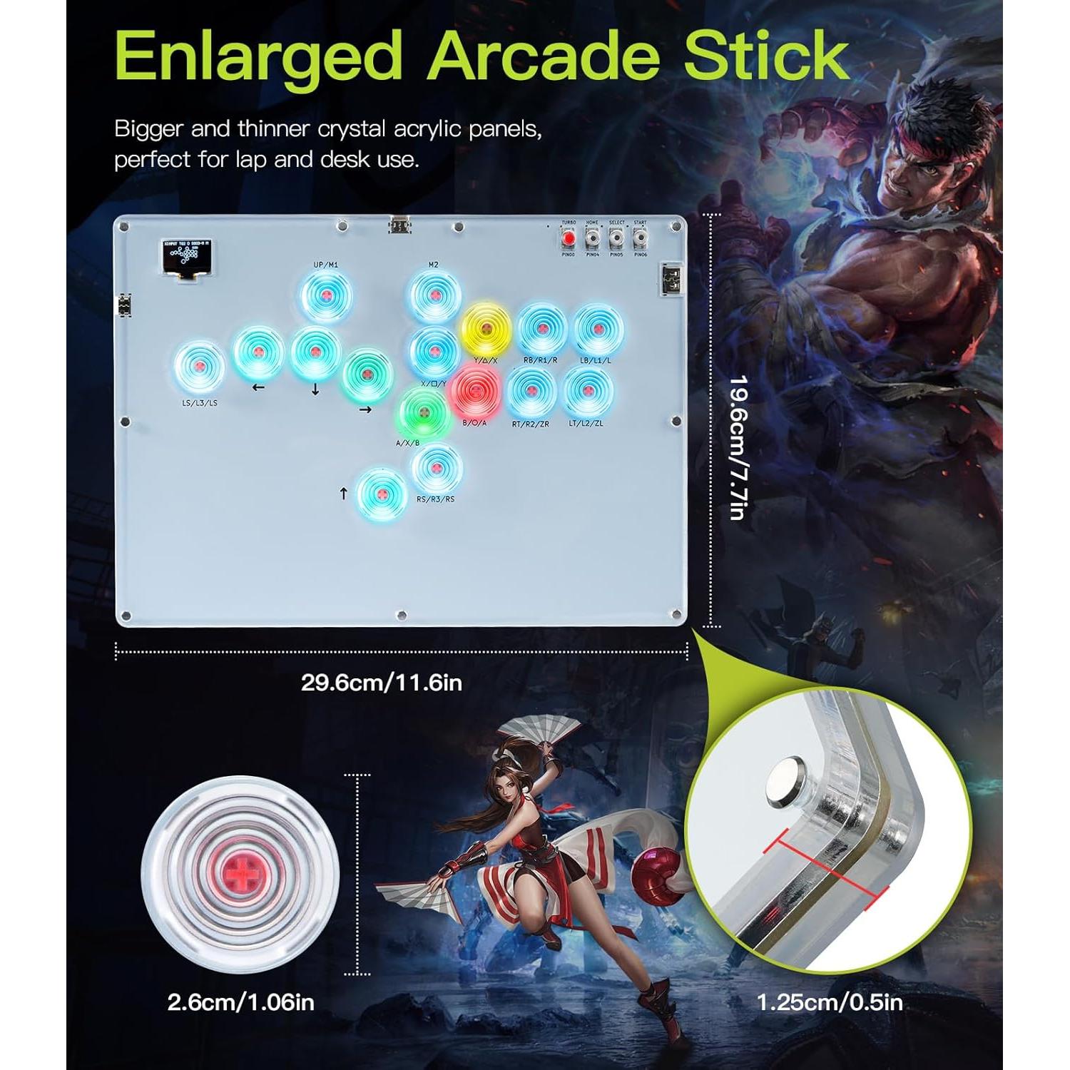 Controlador Arcade TiMOVO A16 Turbo RGB 16 Botones para PC/Switch/PS4