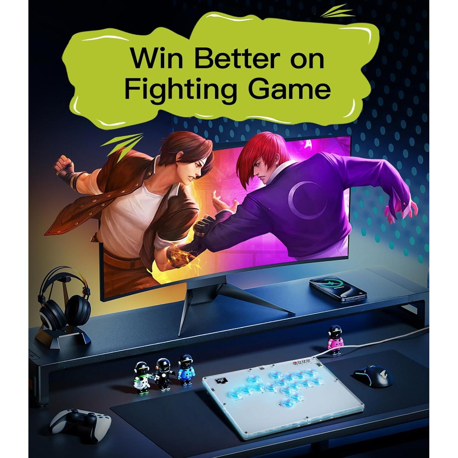 Controlador Arcade TiMOVO A16 Turbo RGB 16 Botones para PC/Switch/PS4