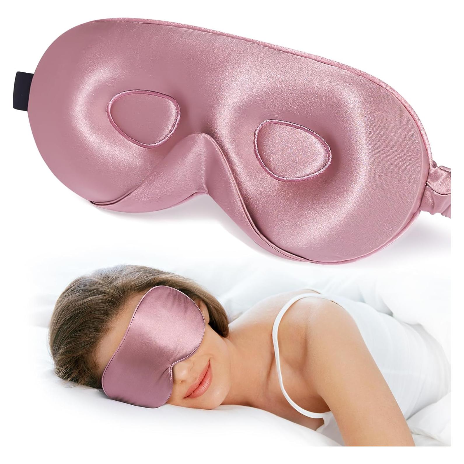 Máscara de Sueño 3D LitBear Seda de Morera Rosa Frijol