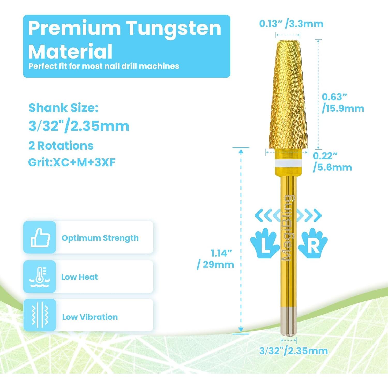 Broca de Uñas 5 en 1 MagiBling Dorada Carburo Tungsteno
