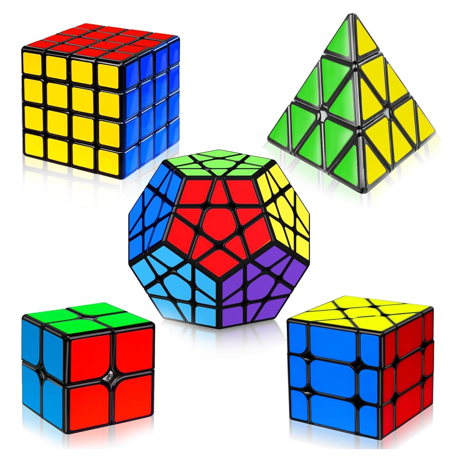 Juego de 5 Cubos Mágicos Qiyi 2x2 3x3 4x4 y Pirámide