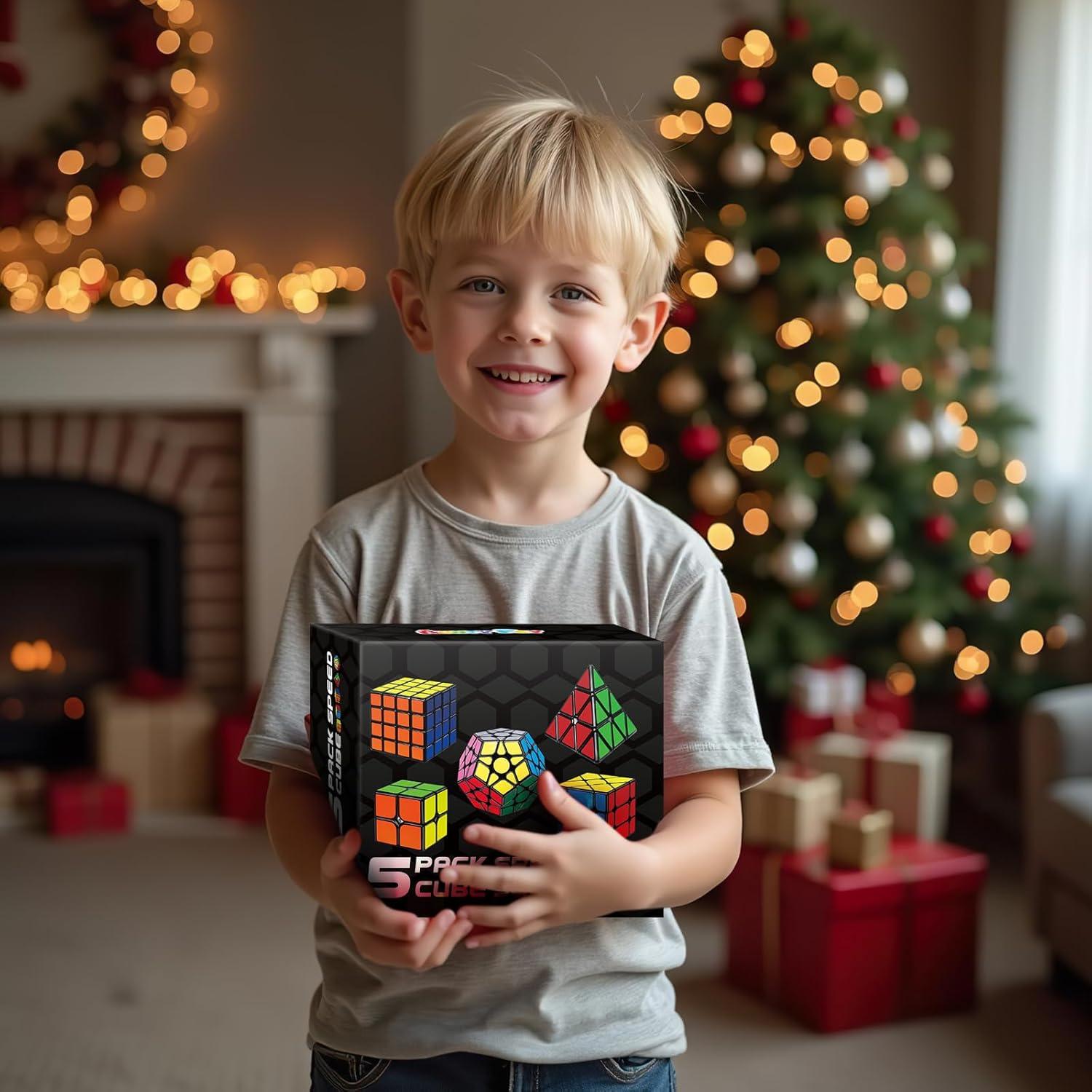 Juego de 5 Cubos Mágicos Qiyi 2x2 3x3 4x4 y Pirámide