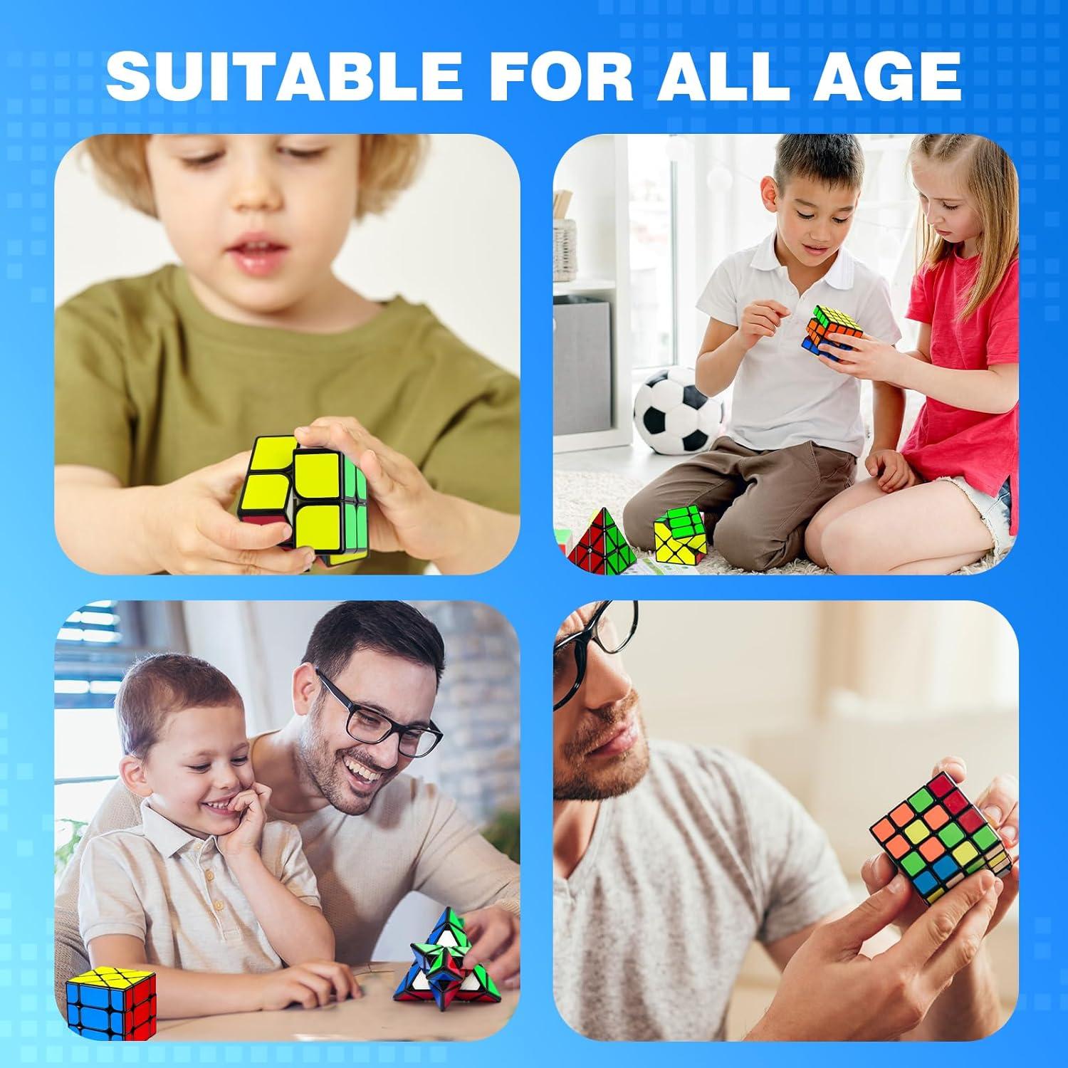 Juego de 5 Cubos Mágicos Qiyi 2x2 3x3 4x4 y Pirámide