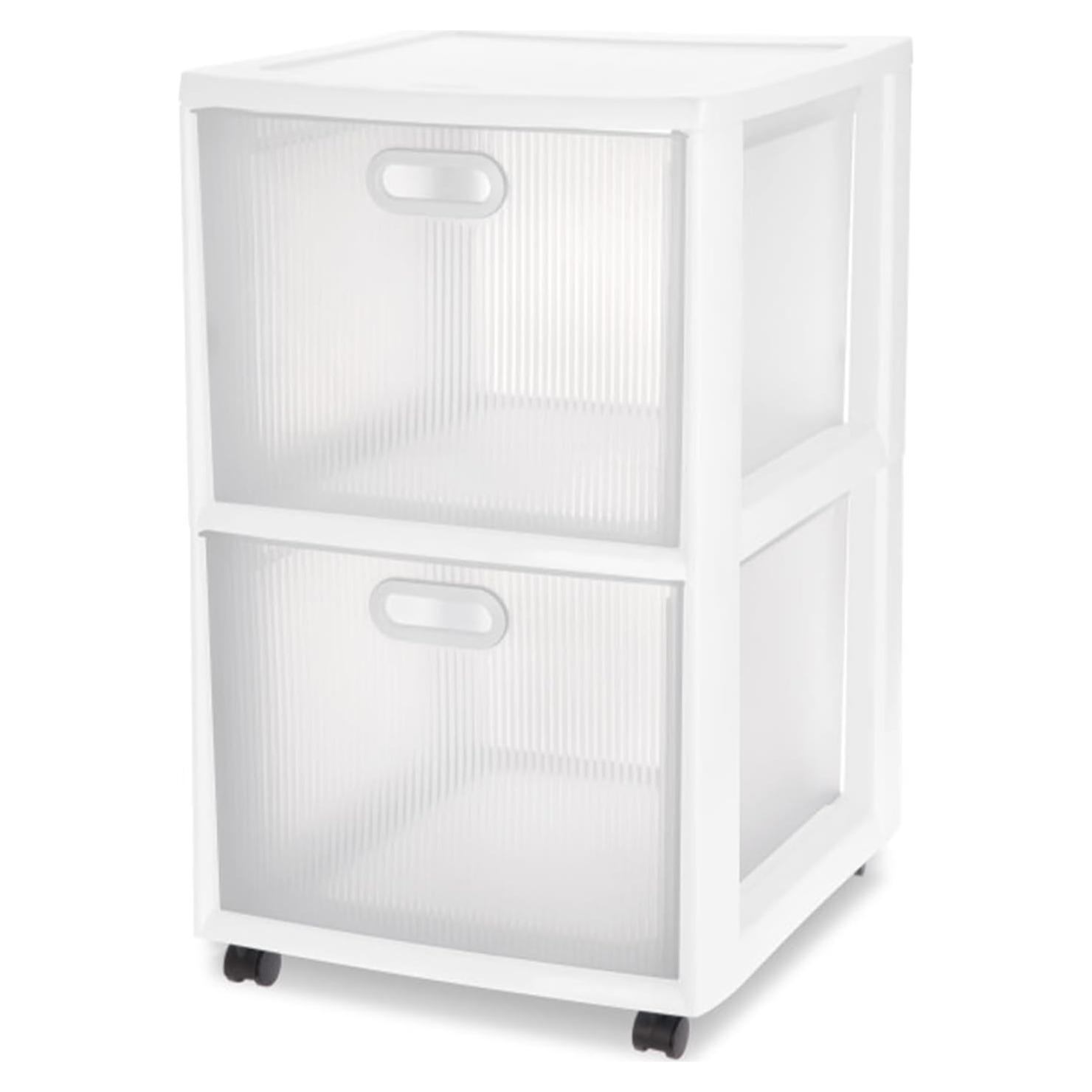 Carro de Almacenamiento Sterilite 2 Cajones con Ruedas Blanco