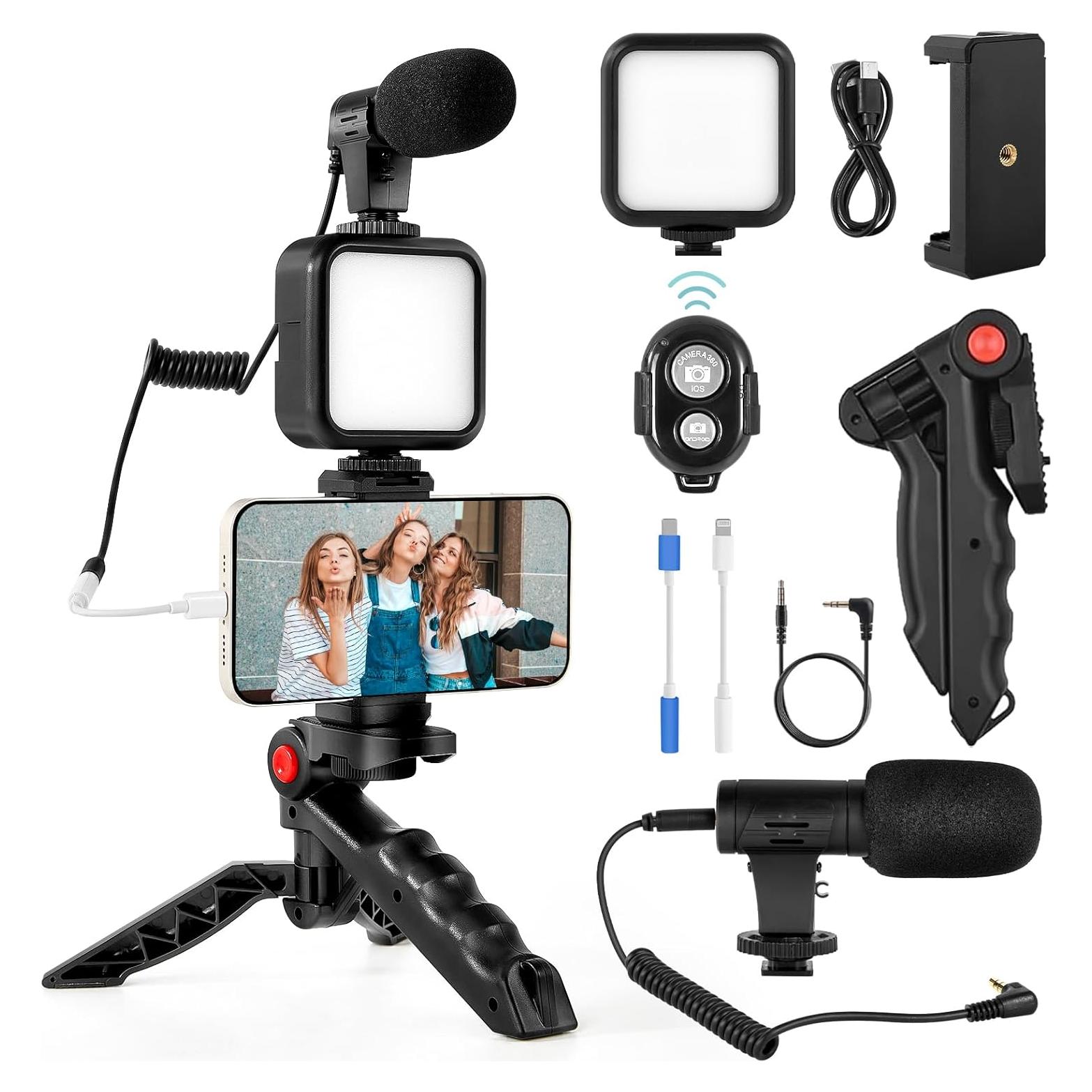 Kit de Vlogging Kalofaye MG20 con Luz LED y Micrófono