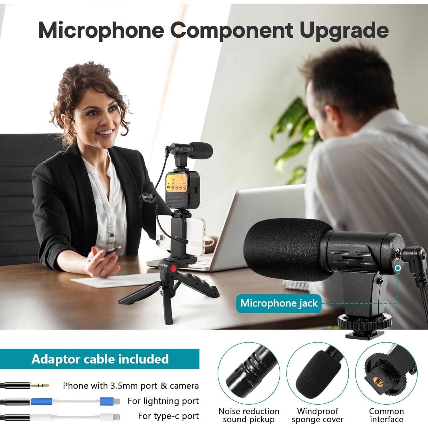 Kit de Vlogging Kalofaye MG20 con Luz LED y Micrófono