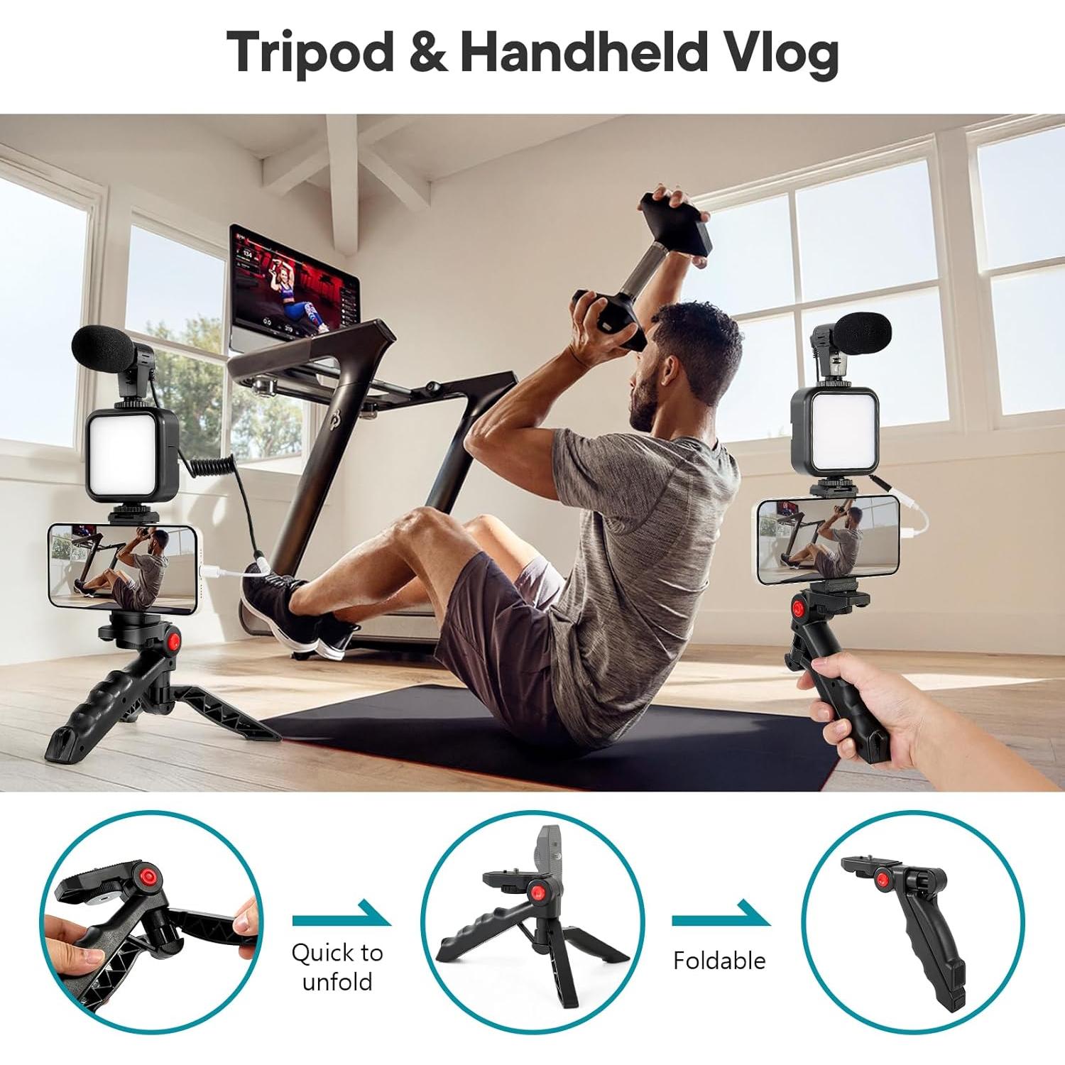 Kit de Vlogging Kalofaye MG20 con Luz LED y Micrófono