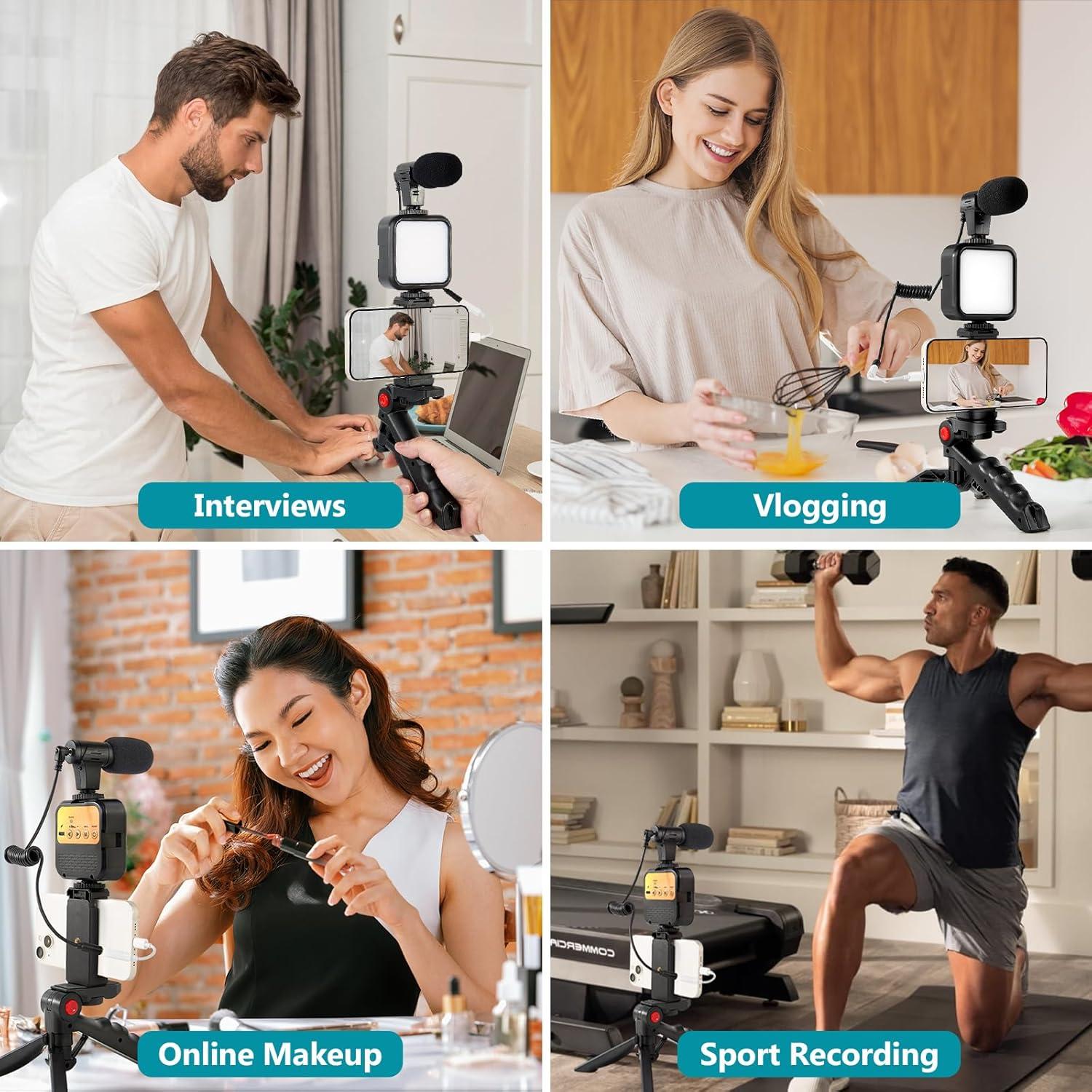 Kit de Vlogging Kalofaye MG20 con Luz LED y Micrófono