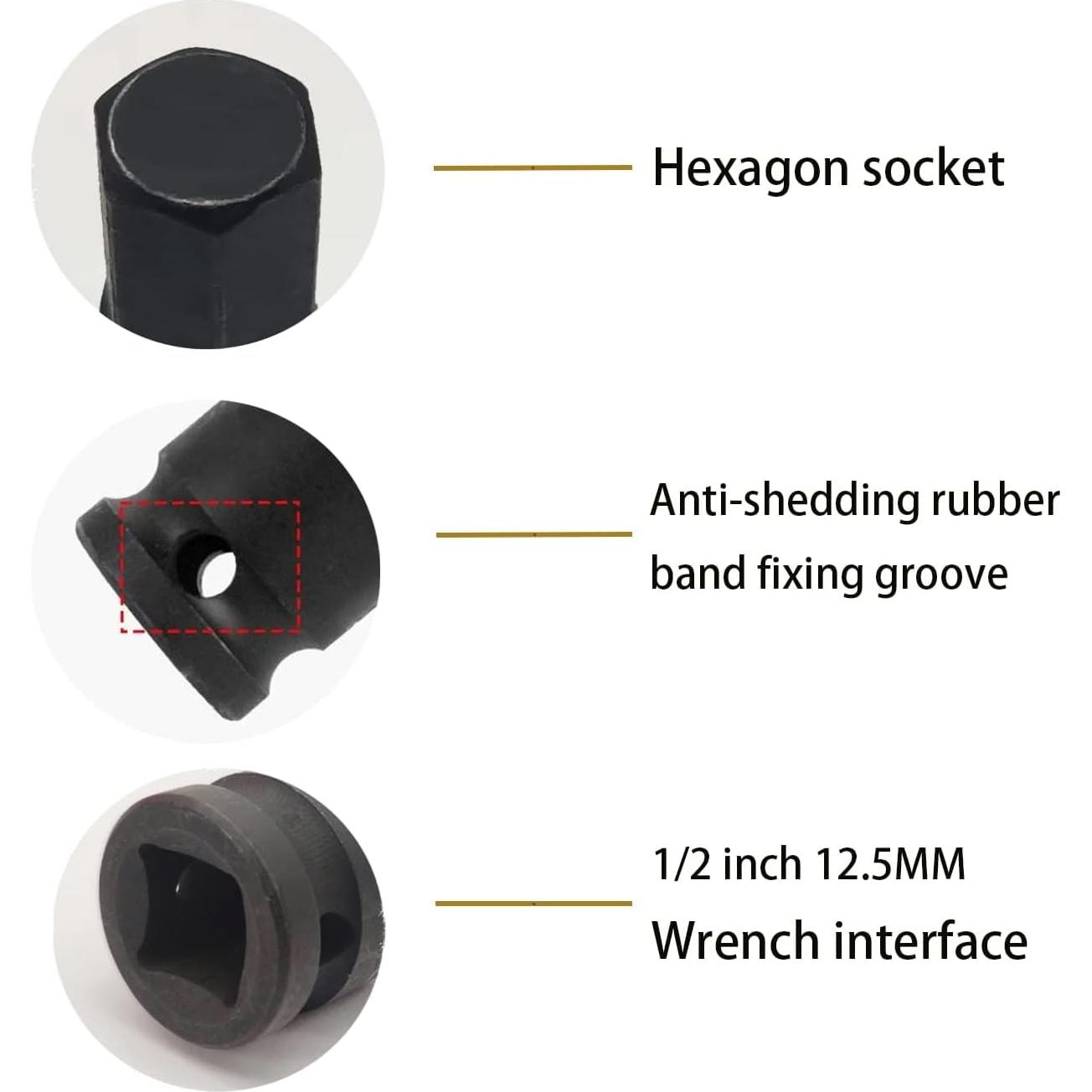 Socket de Impacto Hexagonal 4mm JEUCLEL 1/2" Cr-Mo