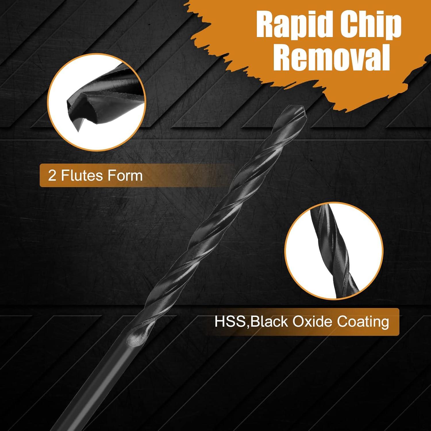 COMOWARE Twist Drill Bit Set- HSS Wood Drill Bit Sets, General Purpose, Black Oxide for Wood Plastic Alloys 10 Pcs