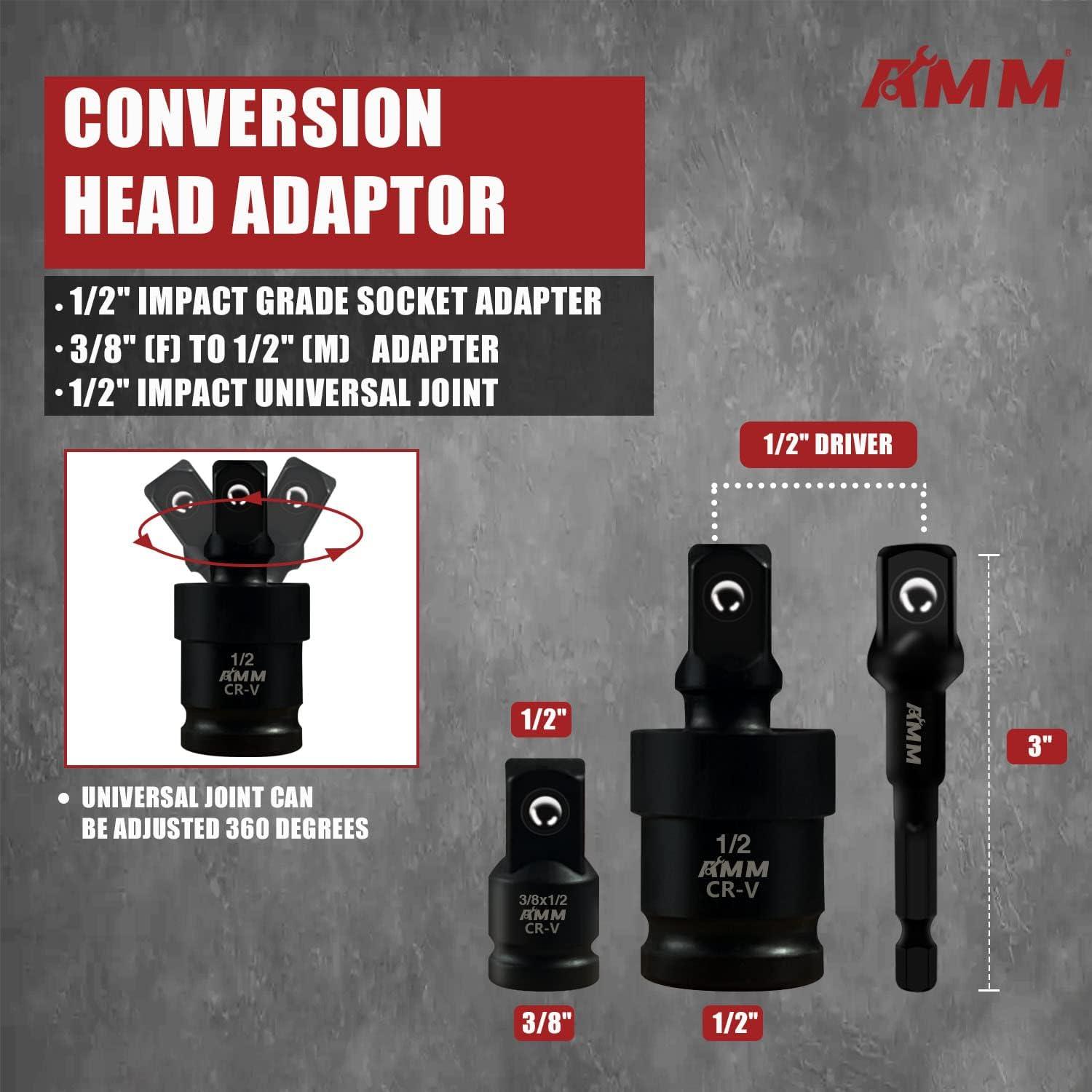 Juego de Enchufes de Impacto Profundo AMM 35 Piezas 1/2"