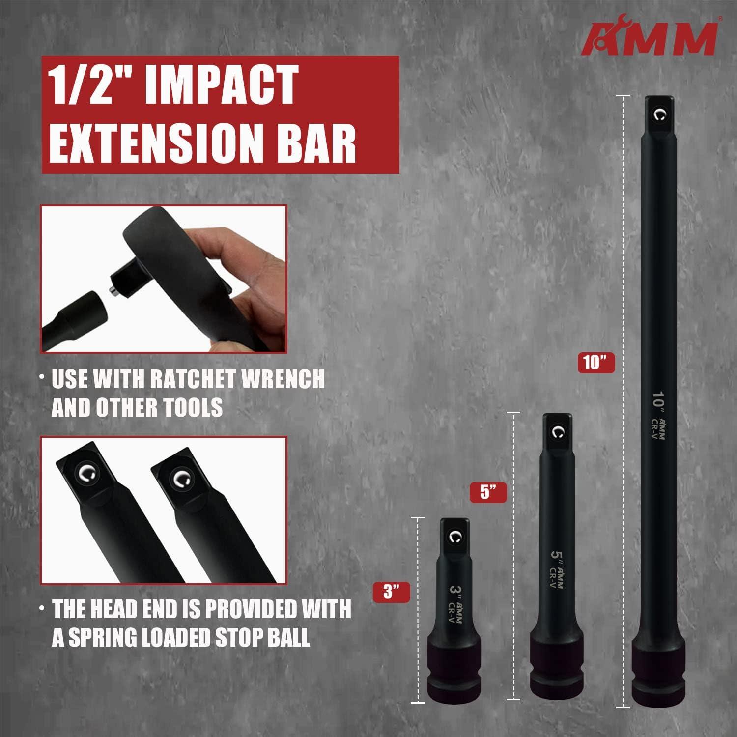 Juego de Enchufes de Impacto Profundo AMM 35 Piezas 1/2"