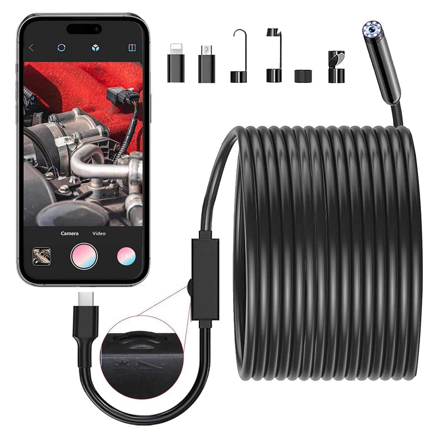 Cámara Endoscópica JSE 5M HD Impermeable 1920P con Luz LED