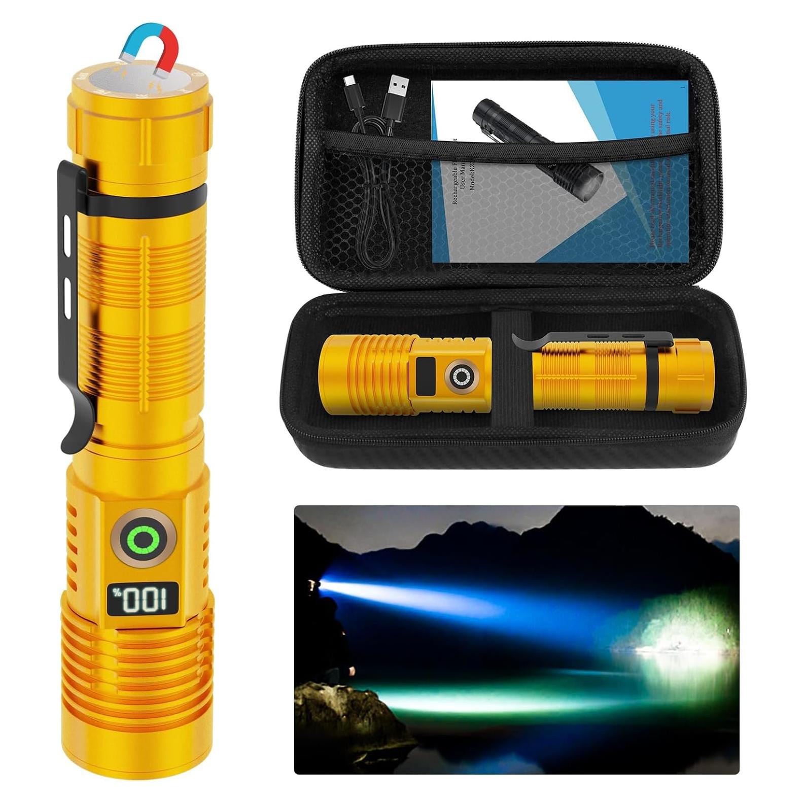 Linterna Recargable LED Spriak K2301 Oro 1000m Impermeable