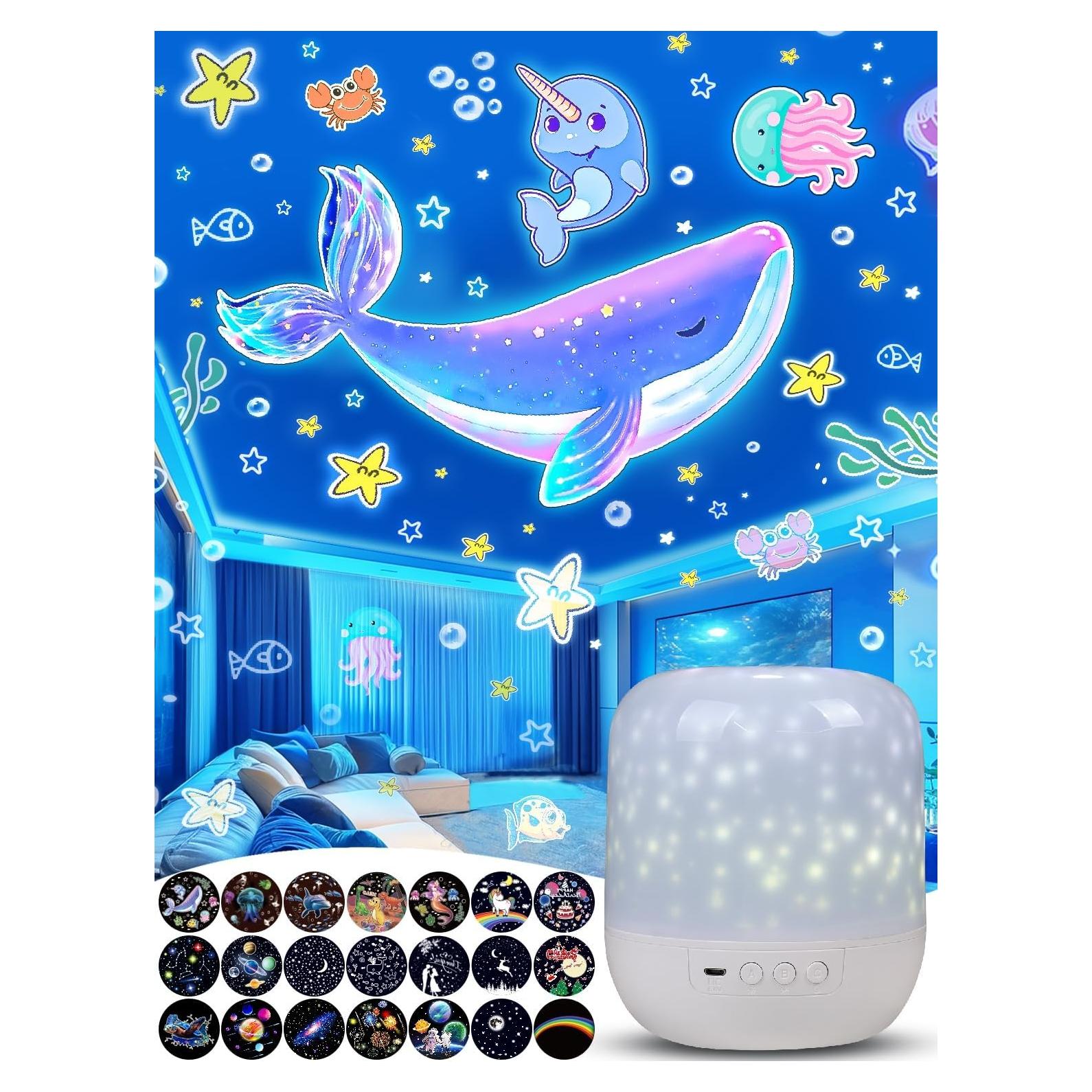 Proyector de Estrellas YOUKELA con 21 Películas y Luz Nocturna