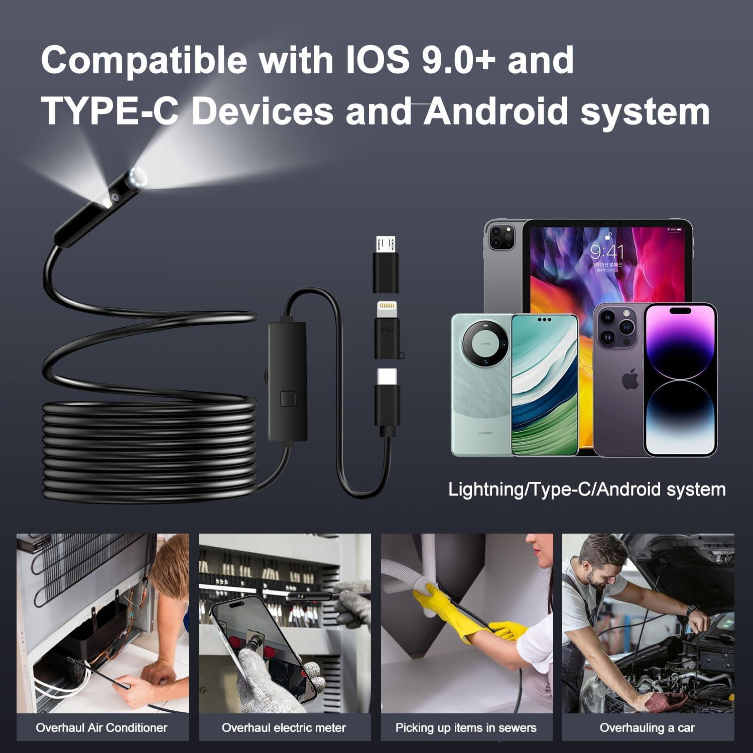 Cámara Endoscópica Doble Lente Pipirich 1920P HD 5.03m IP67