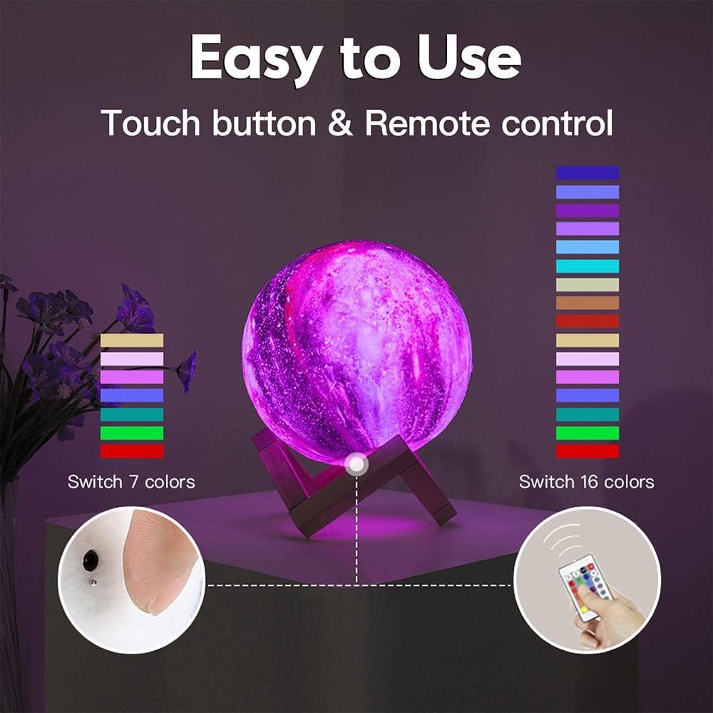 Lámpara de Luna BRIGHTWORLD 3D LED 16 Colores Control Remoto