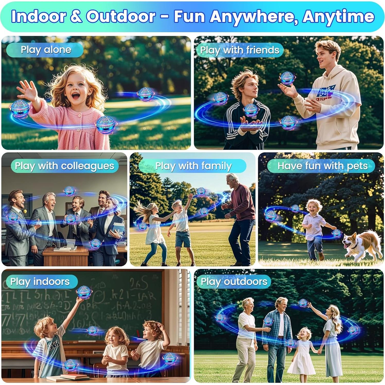 Bola Orbital Voladora NWLAEWR Azul Brillante LED 360°