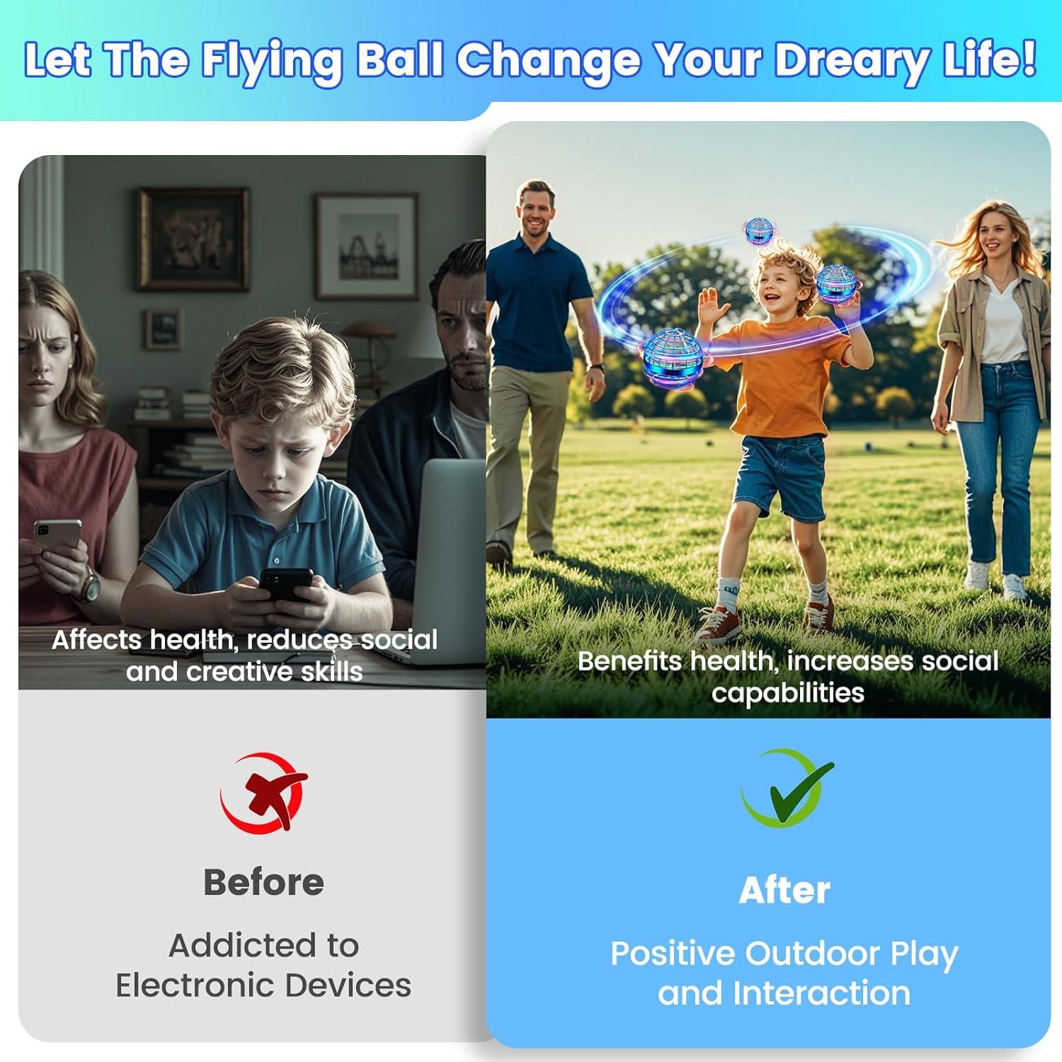 Bola Orbital Voladora NWLAEWR Azul Brillante LED 360°