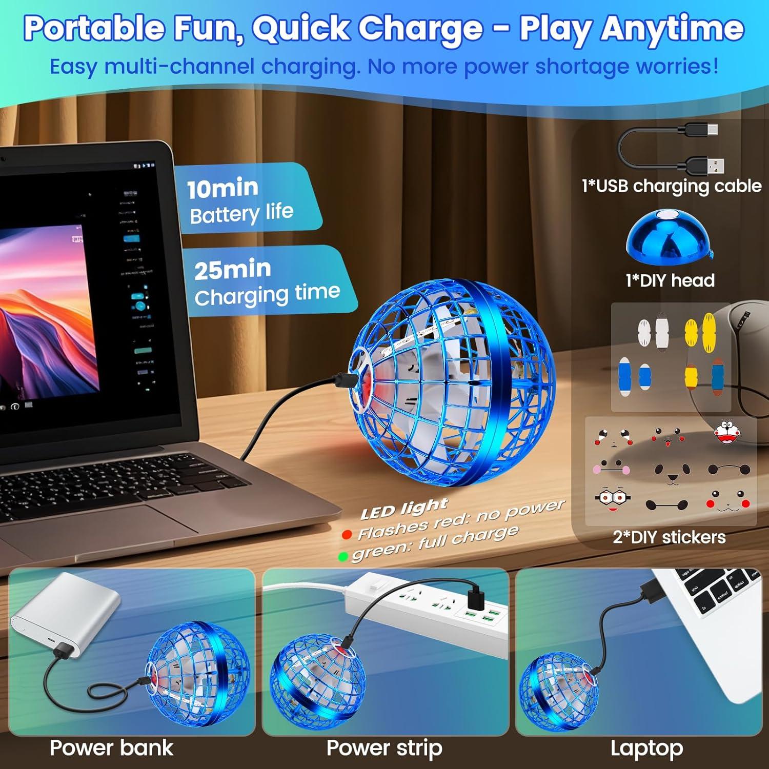 Bola Orbital Voladora NWLAEWR Azul Brillante LED 360°