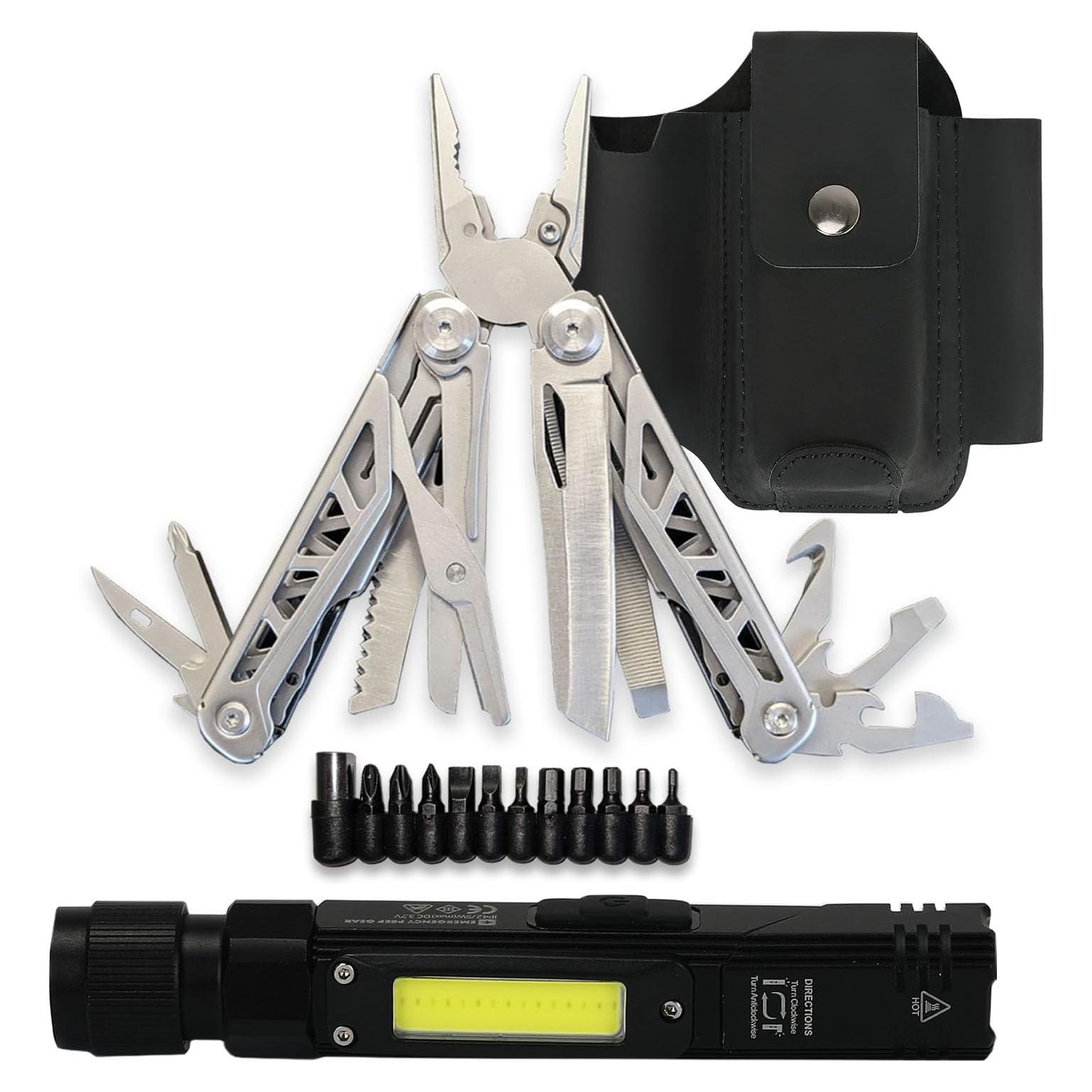 Multiherramienta EPG 18 en 1 con Funda de Cuero y Linterna