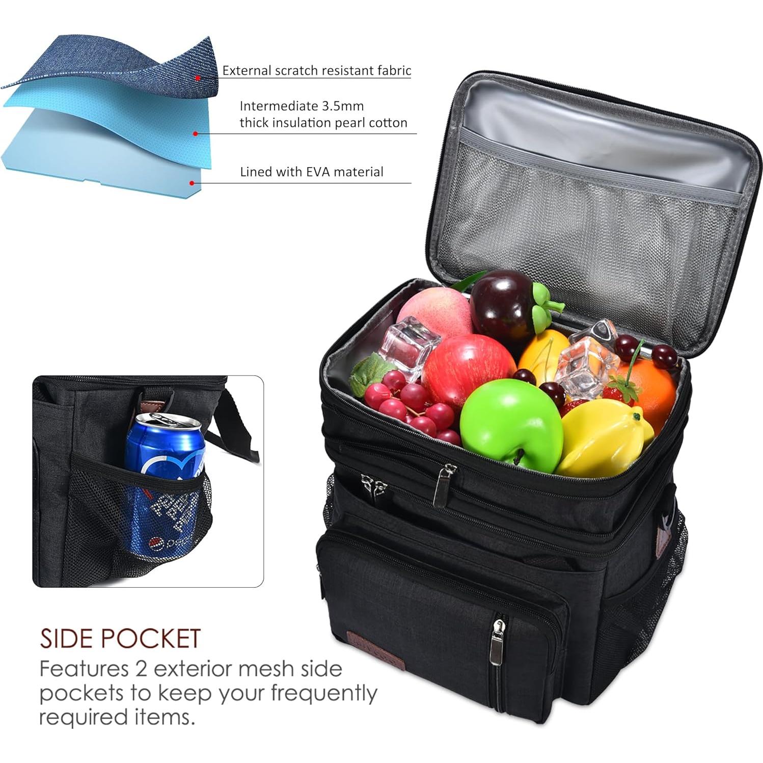 Bolsa de Almuerzo Aislada MIYCOO Doble Piso 15L Negra