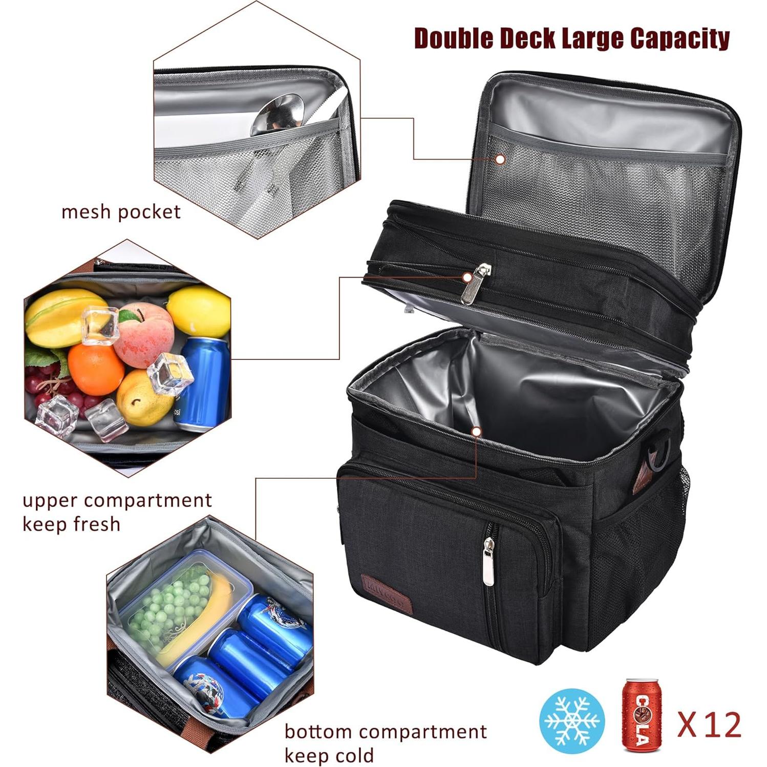 Bolsa de Almuerzo Aislada MIYCOO Doble Piso 15L Negra