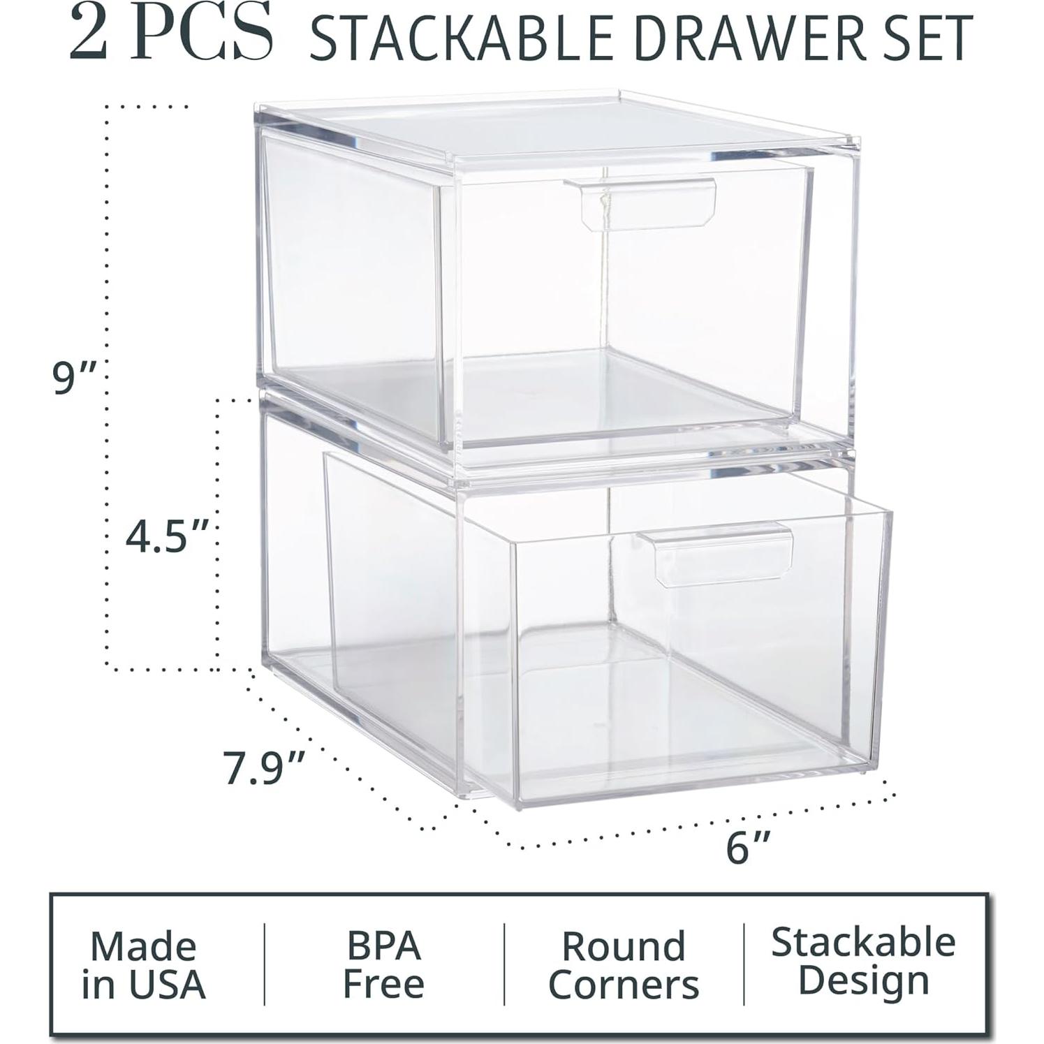 Organizador Apilable STORi Audrey 2 Piezas Transparente 11.43 cm