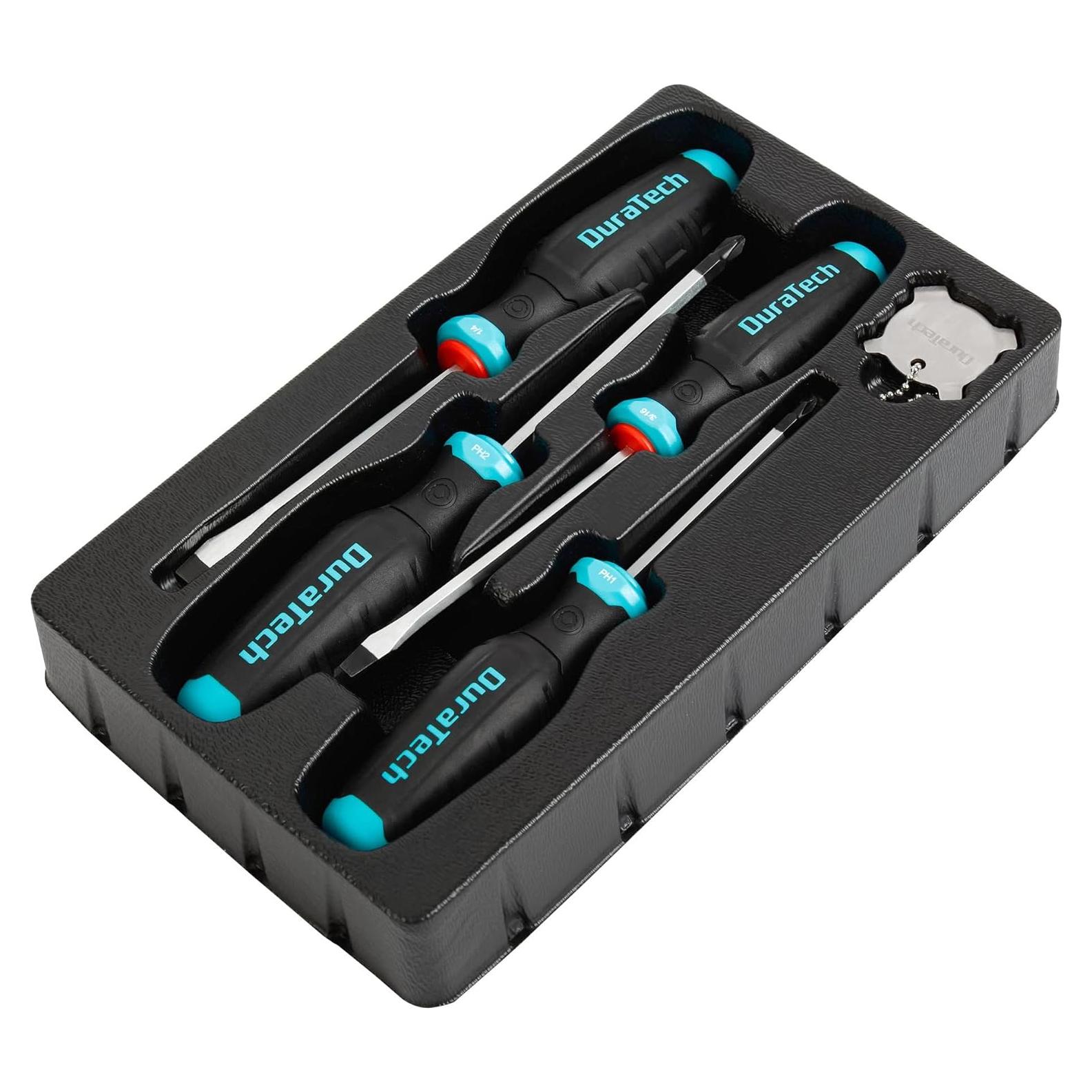 Juego de Destornilladores Magnéticos DURATECH 5 Pcs con Bandeja