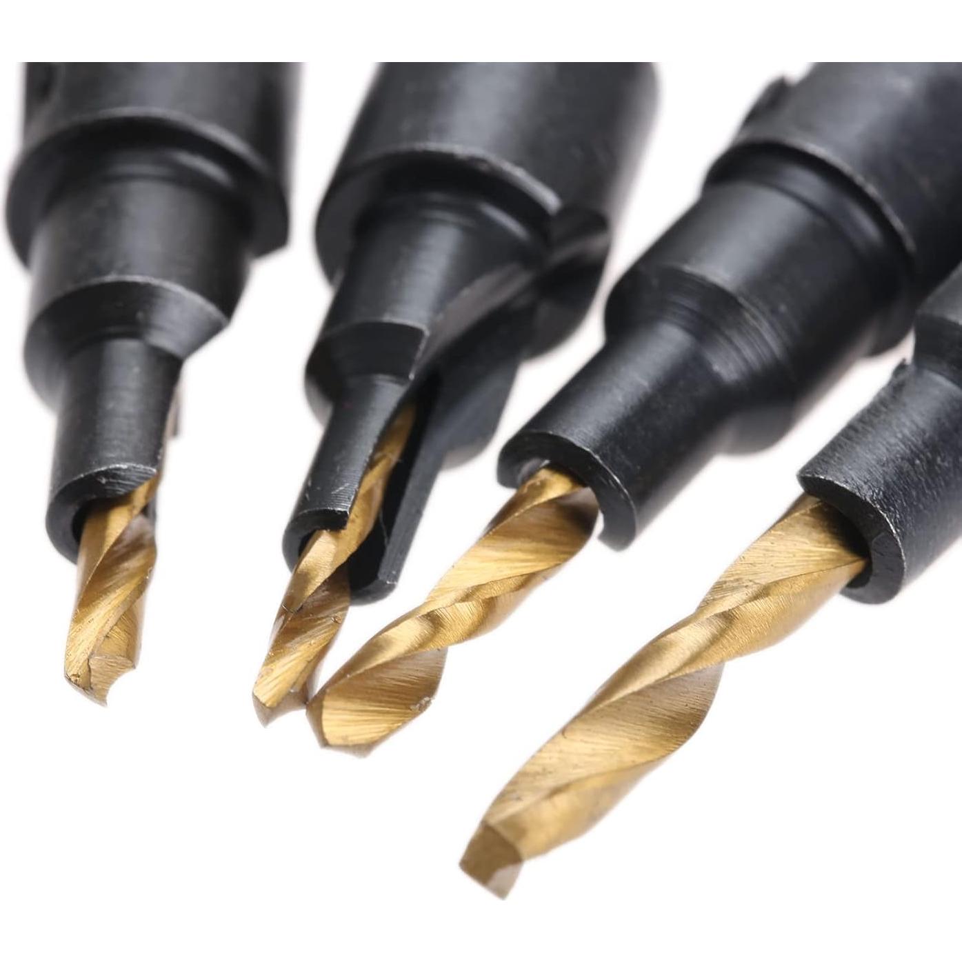 Juego de Brocas de Avellanado Muxsam 4 Piezas HSS Oro