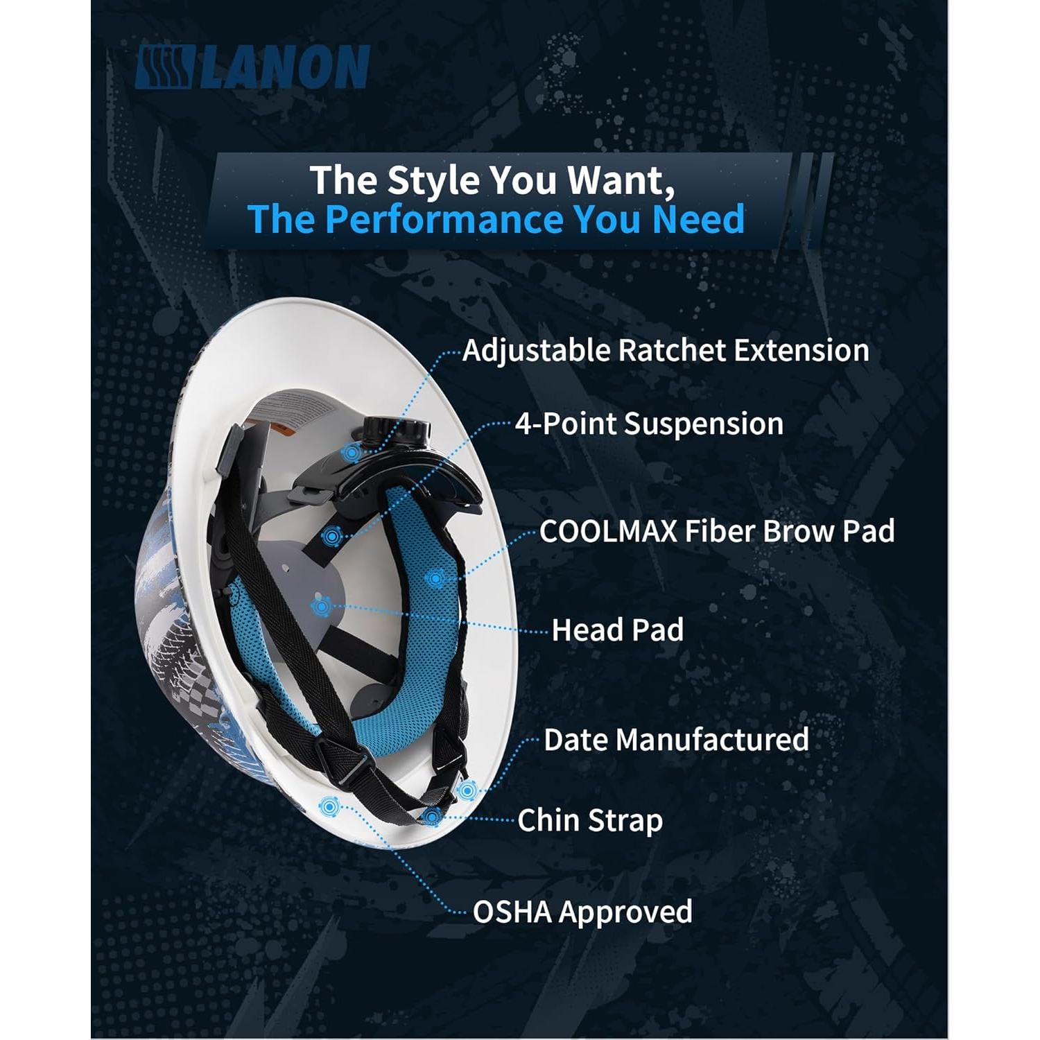 Casco de Seguridad LANON FRP Azul Ajustable OSHA