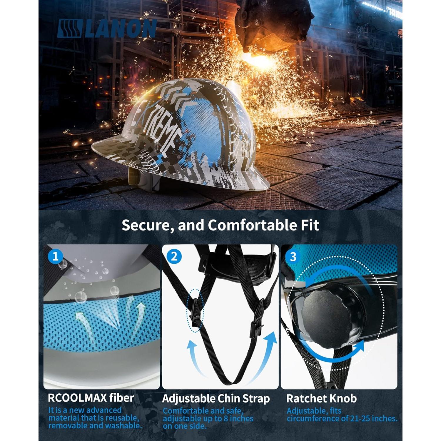 Casco de Seguridad LANON FRP Azul Ajustable OSHA