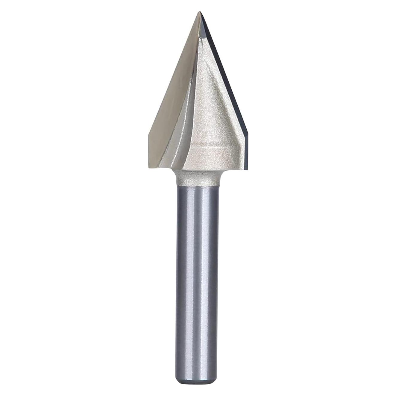 Broca en V 45 Grados HUHAO 1/4" Mango 19/32" Corte CNC Madera