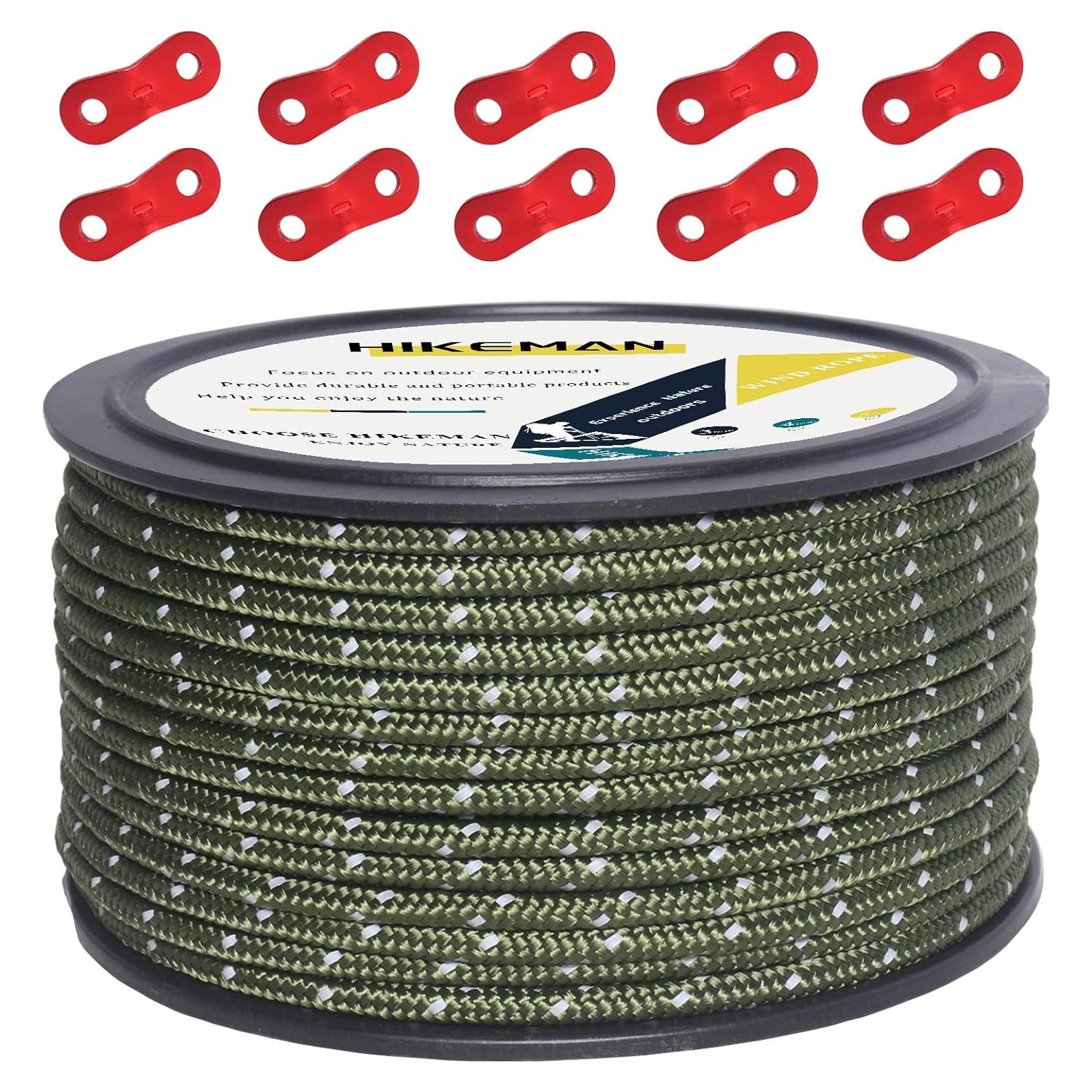 Cuerda Reflectante de Nylon HIKEMAN 50m 3mm Verde Militar