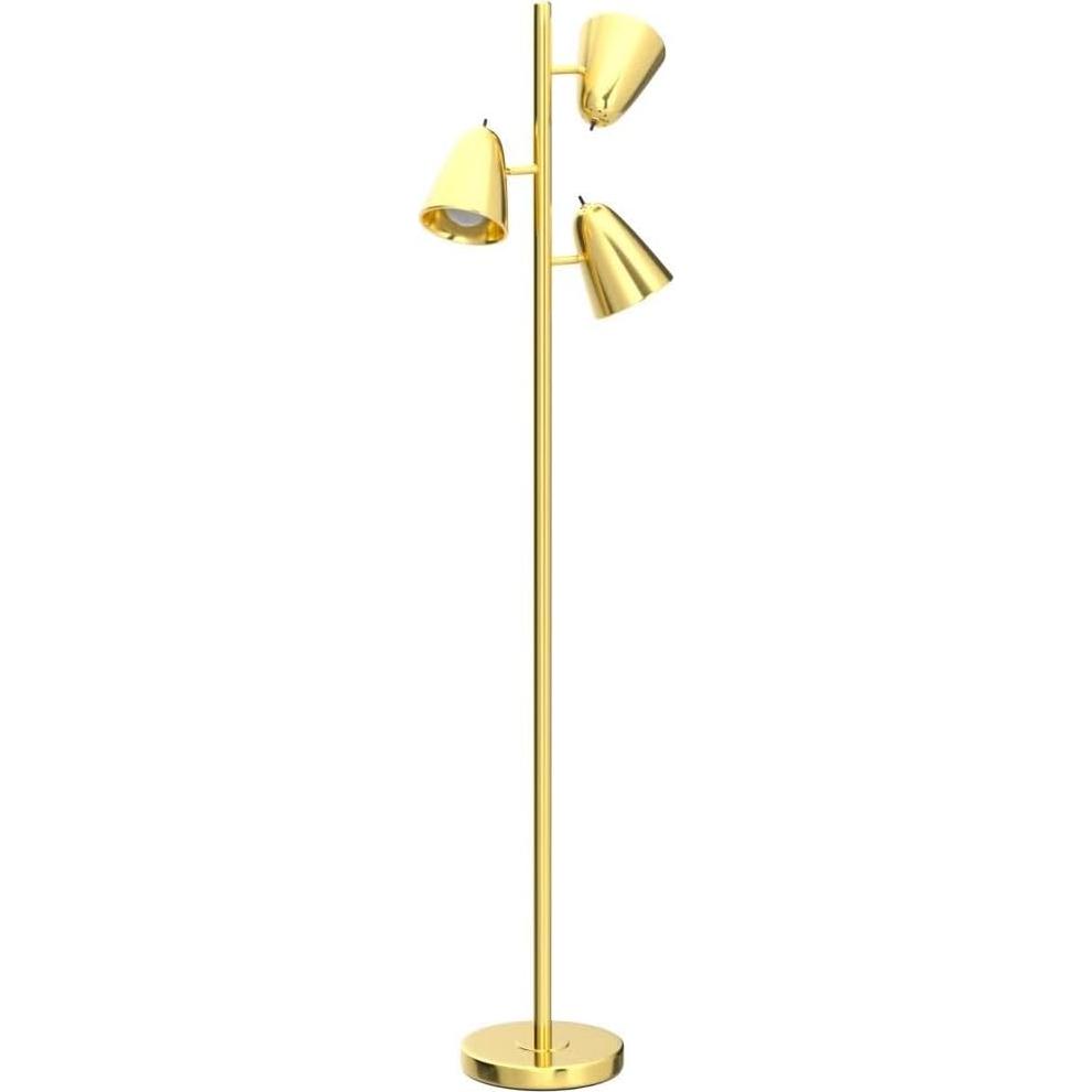 Lámpara de Pie Qimh Oro Cepillado 3 Bombillas LED Ajustables