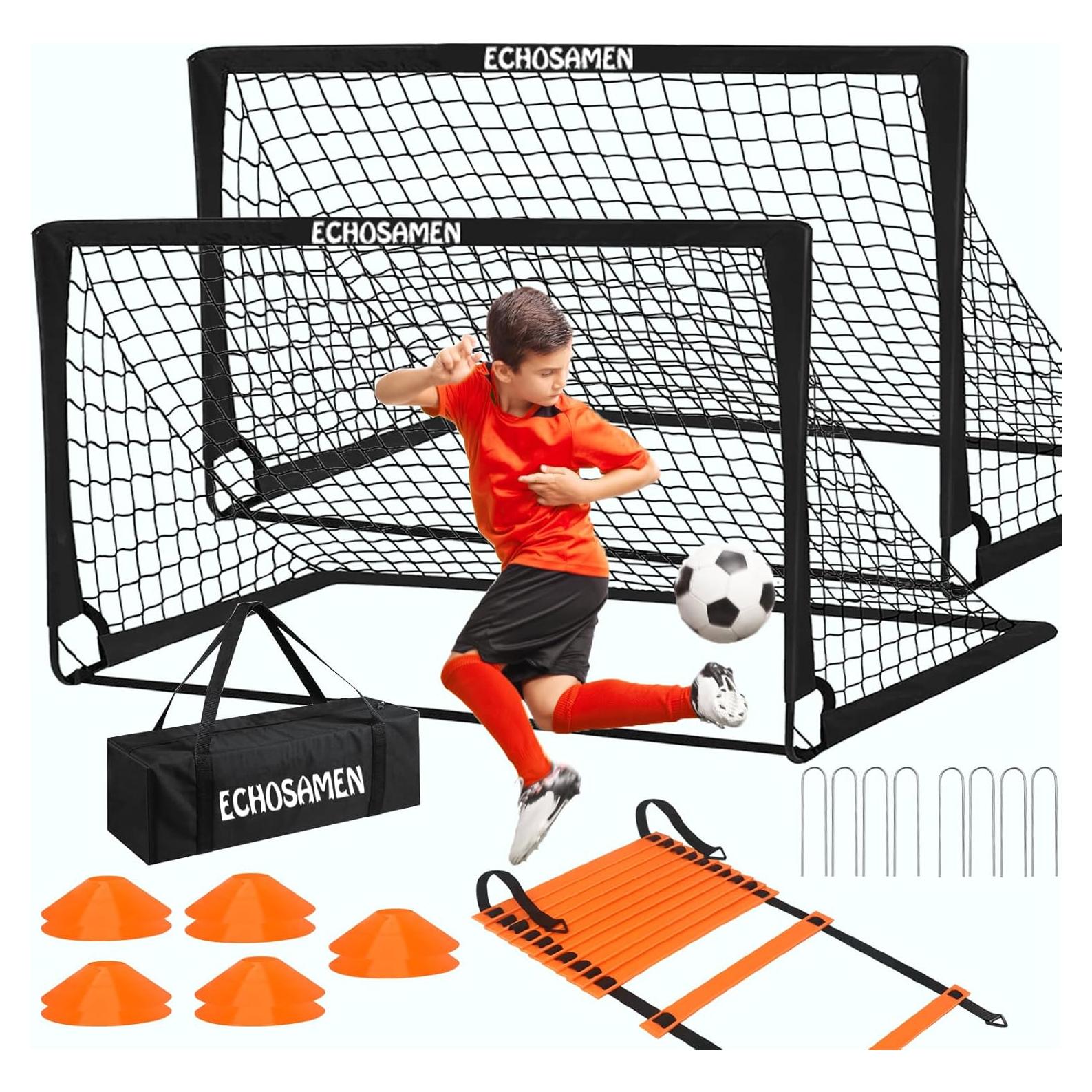Portería de Fútbol ECHOSAMEN 182x122 cm + Conos y Escalera