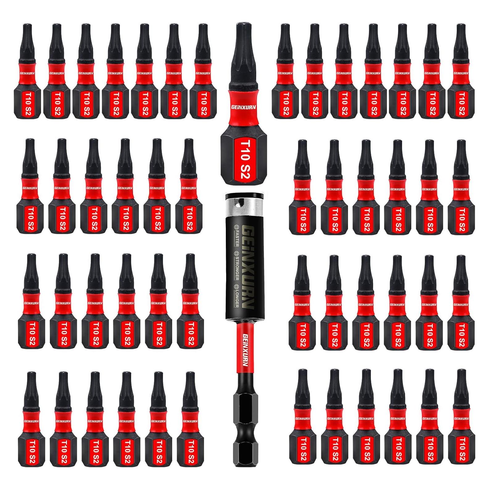 Juego de Puntas Magnéticas Torx T10 GEINXURN 51 Piezas 2.54 cm