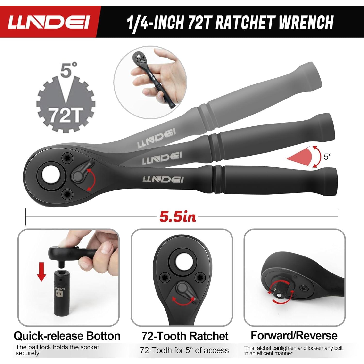 Juego de Enchufes y Destornilladores LLNDEI 38PCS SAE