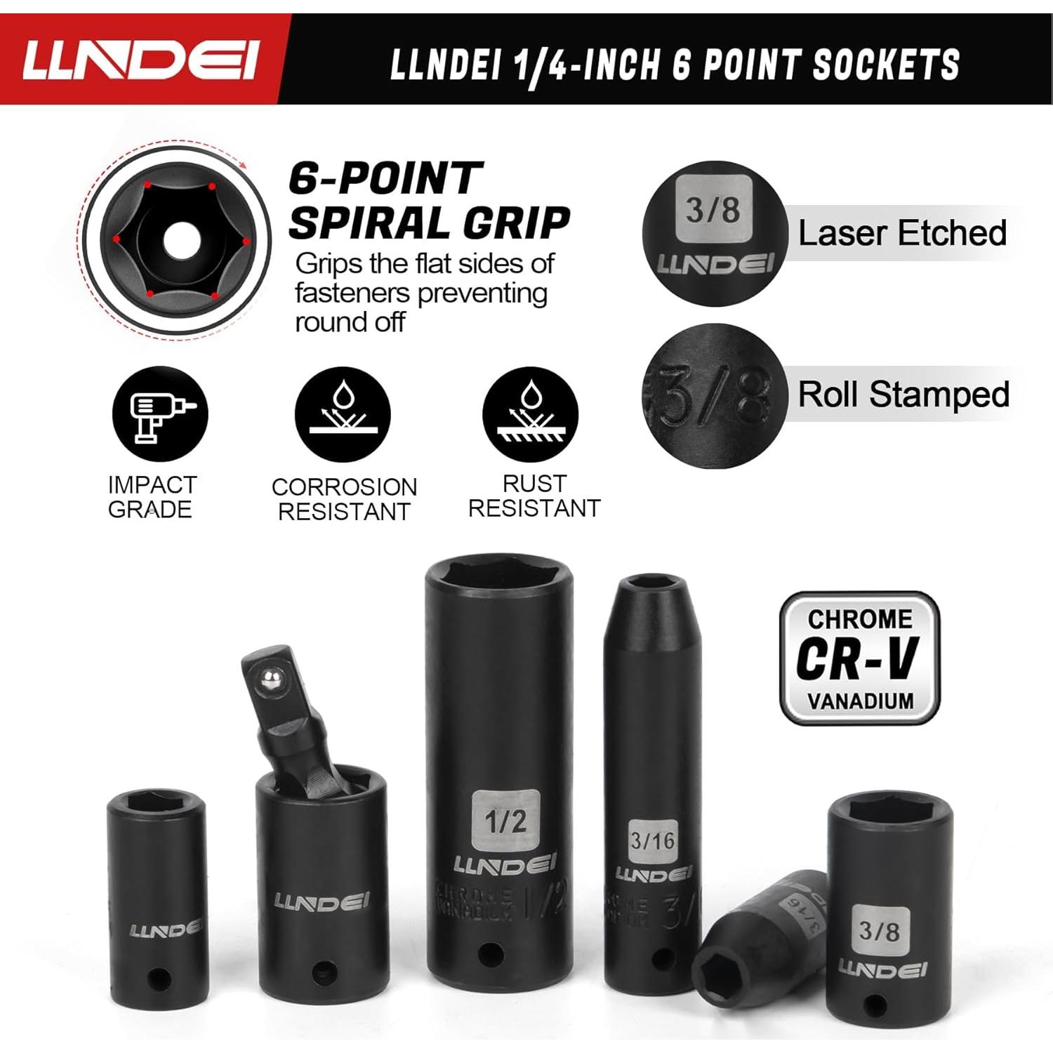 Juego de Enchufes y Destornilladores LLNDEI 38PCS SAE